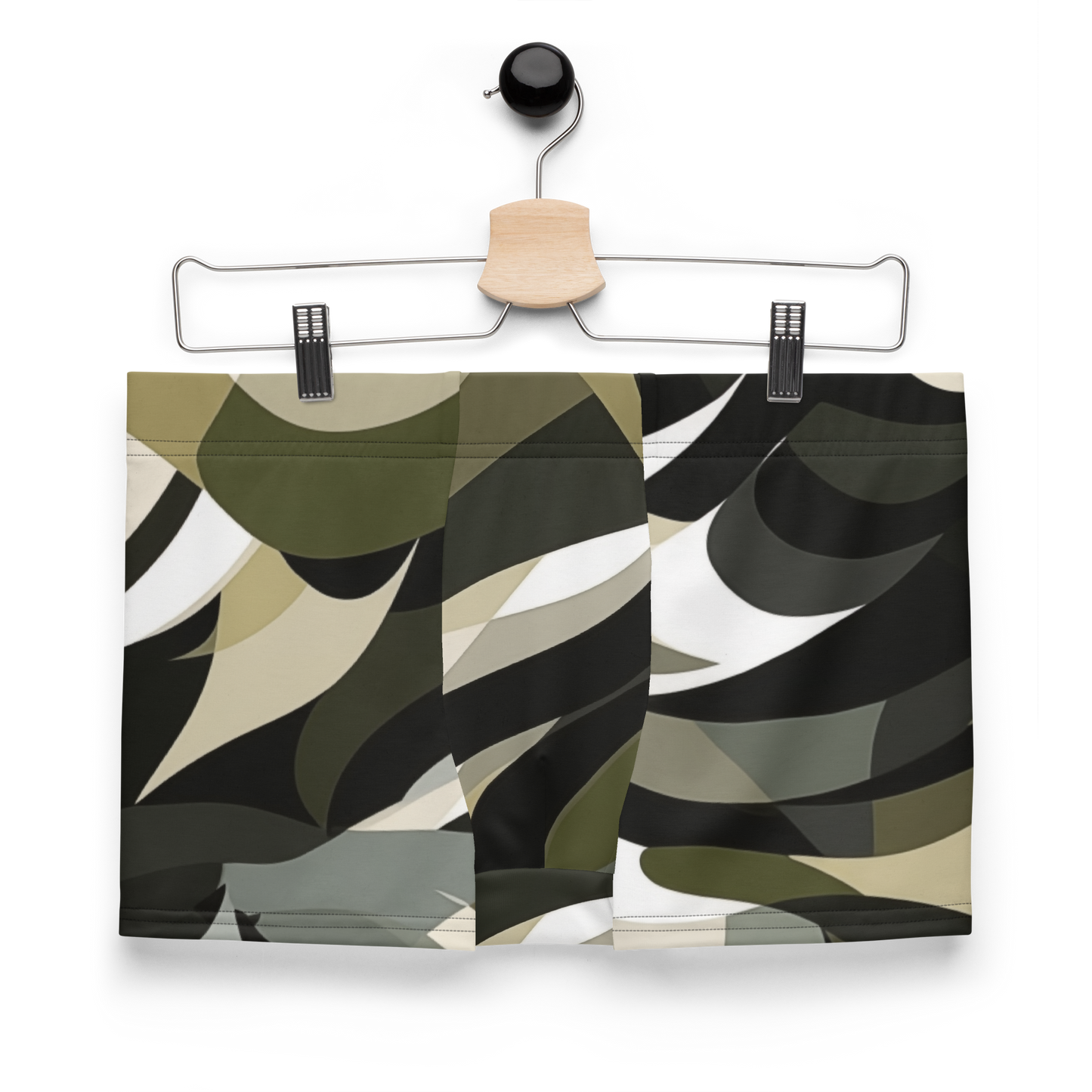Camo Boxer Briefs 1 close-up, seamless design with supportive front pouch.