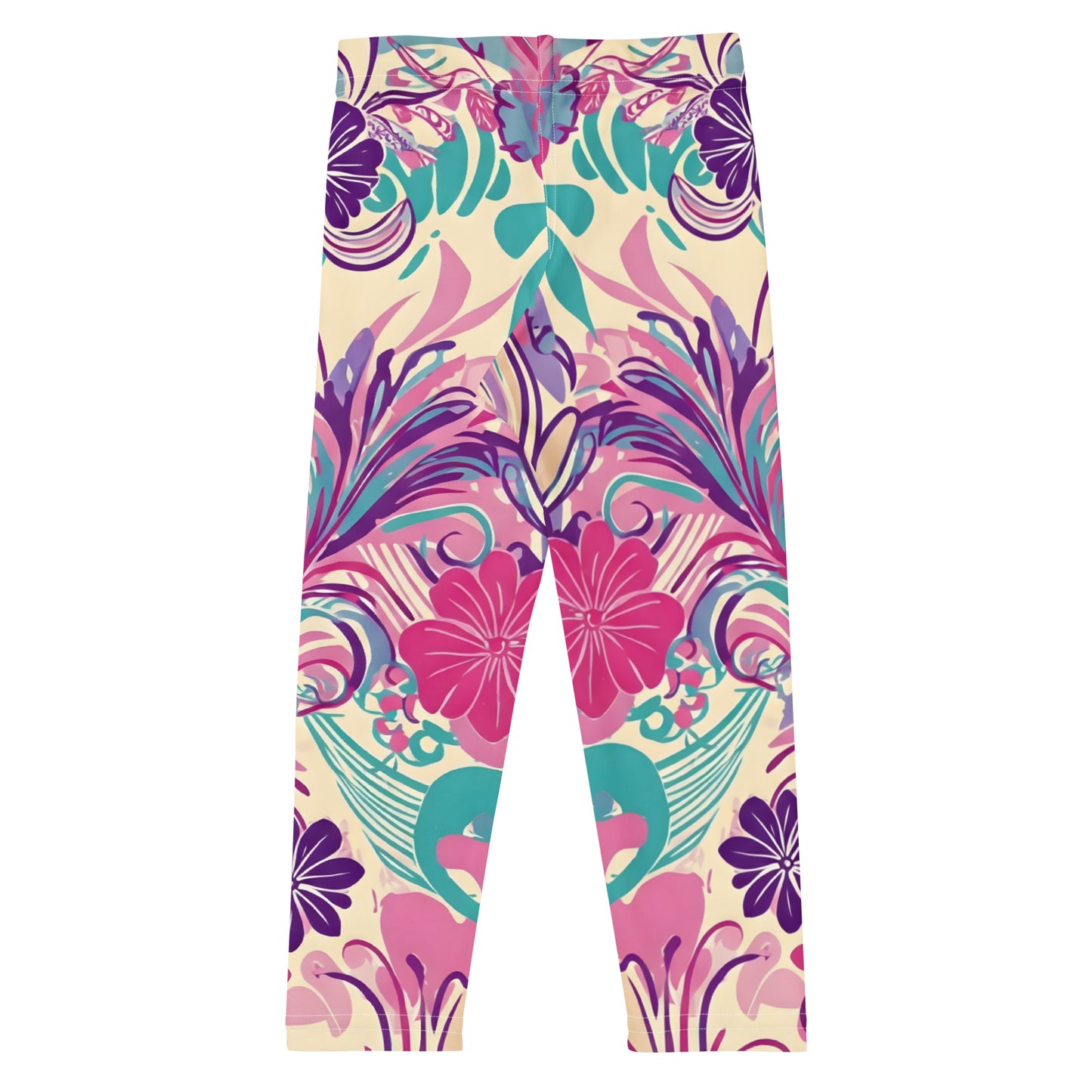Color Quest Pants: Close-up of flower-inspired pattern on kids' leggings.