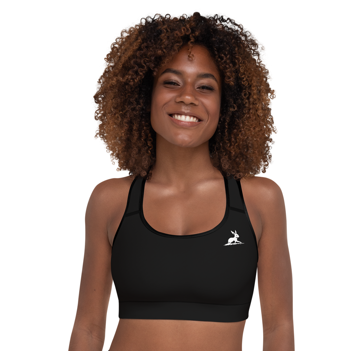 Biliping Sports Bra, close-up of woman wearing supportive black sports garment.