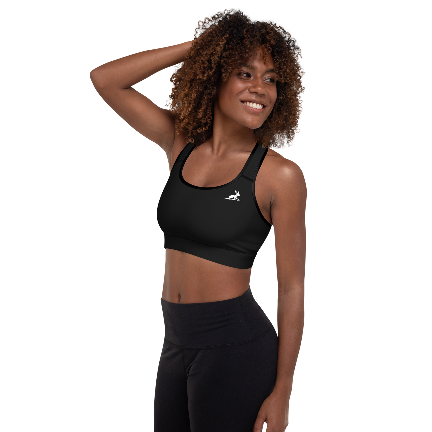 Biliping Sports Bra, showcasing reinforced straps and scoop neckline in close-up.