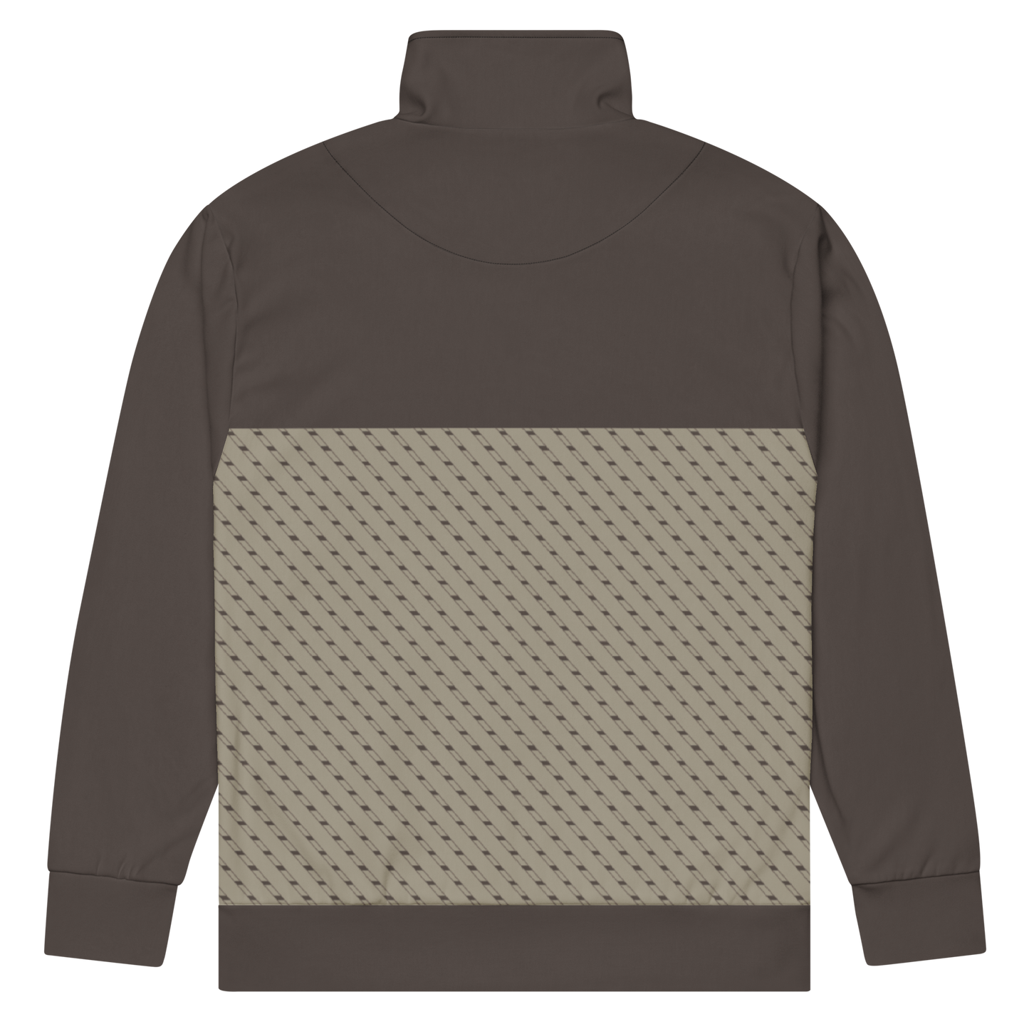 T7 Track Jacket back view and fabric close-up.