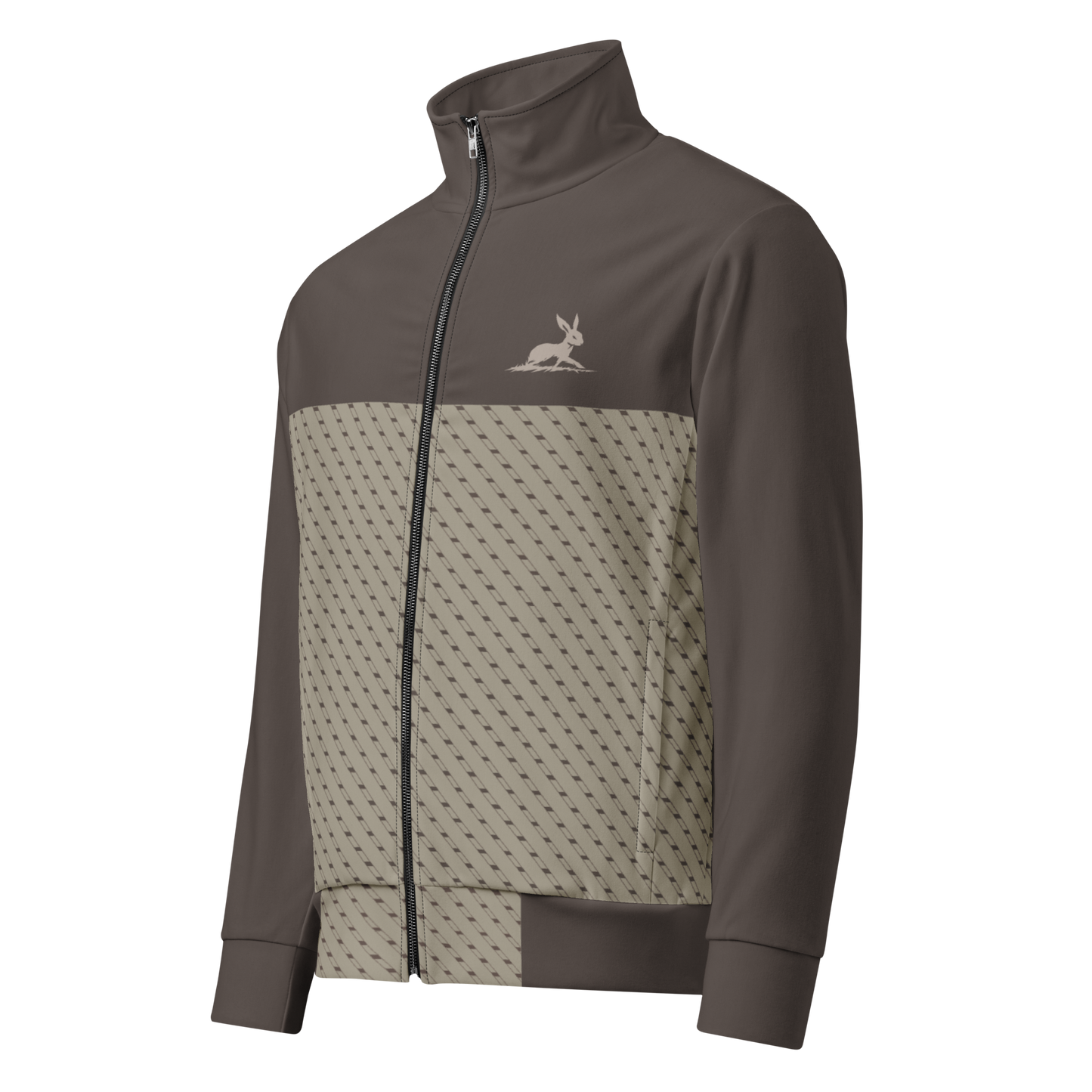 Close-up of the T7 Track Jacket's zipper and sleeve detail.