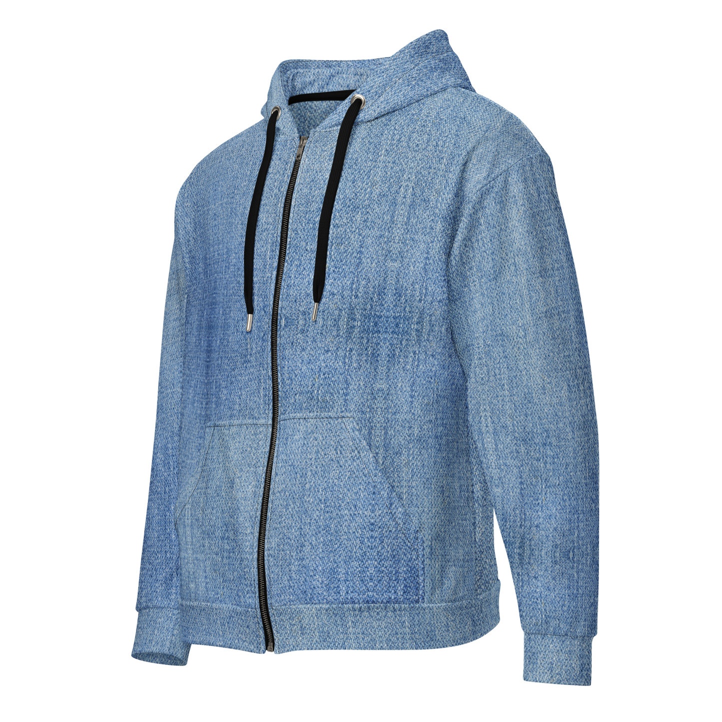 True Ease Zip hoodie with black zipper and straps, showcasing sustainable design.