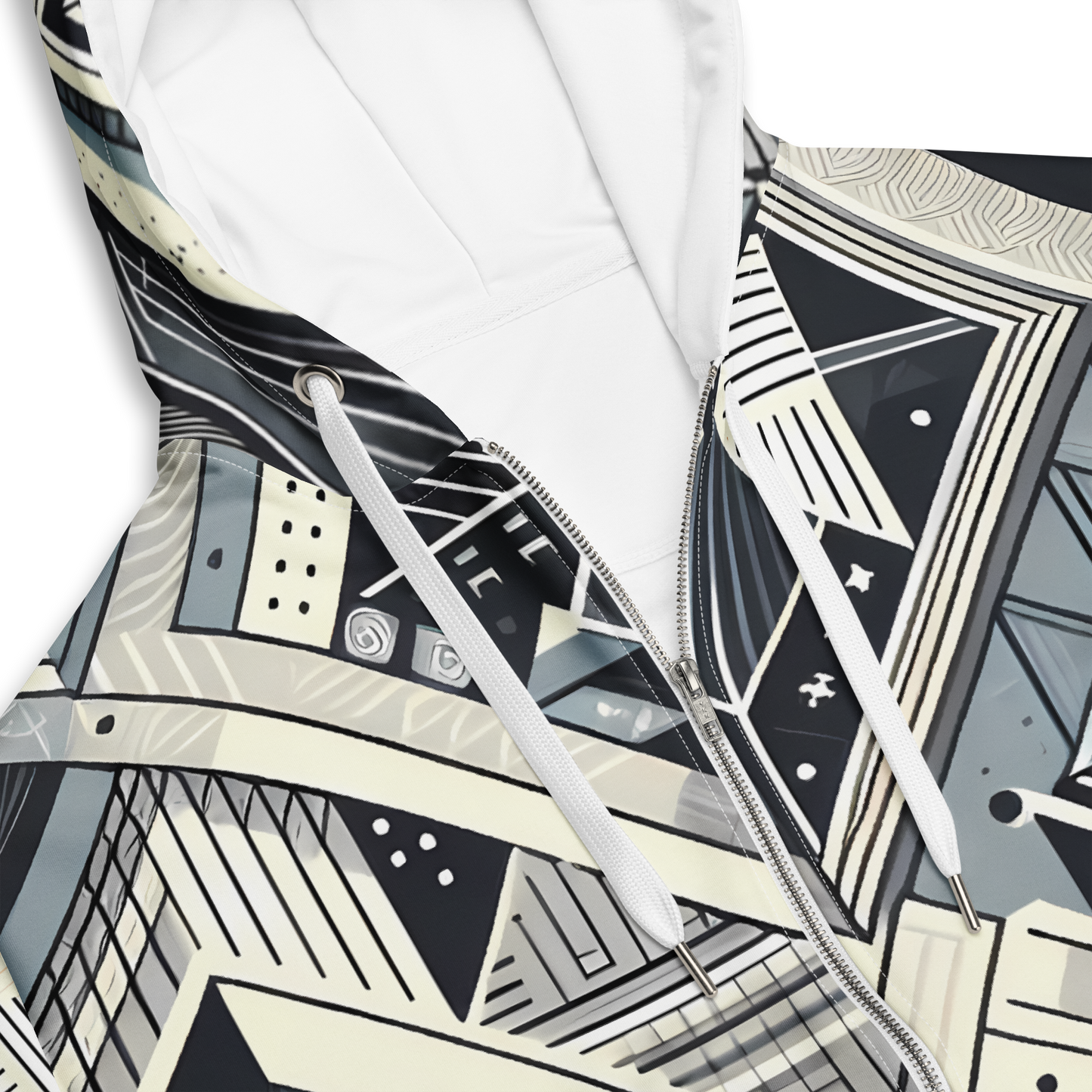 Close-up of Pattern Sq's Zip Hoodie, showcasing the soft, sustainable fabric.