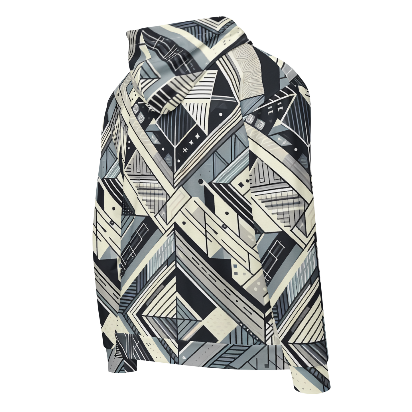 Zip hoodie of Pattern Sq with soft, cotton-like fabric and brushed fleece.