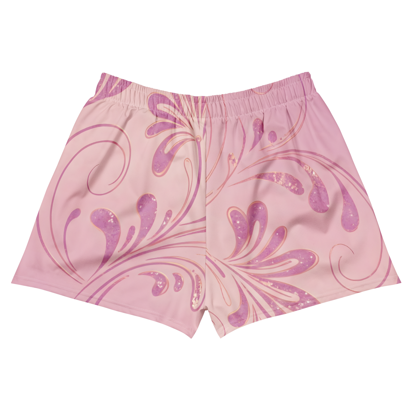 Pink Floral Shorts with mesh side pockets and an elastic waistband for active comfort.