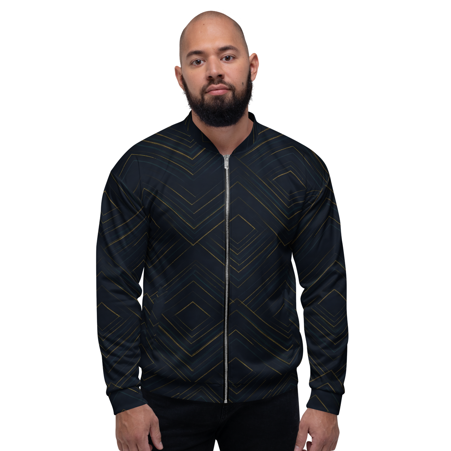 The Meridian bomber jacket showcasing its sleek design and zipper.