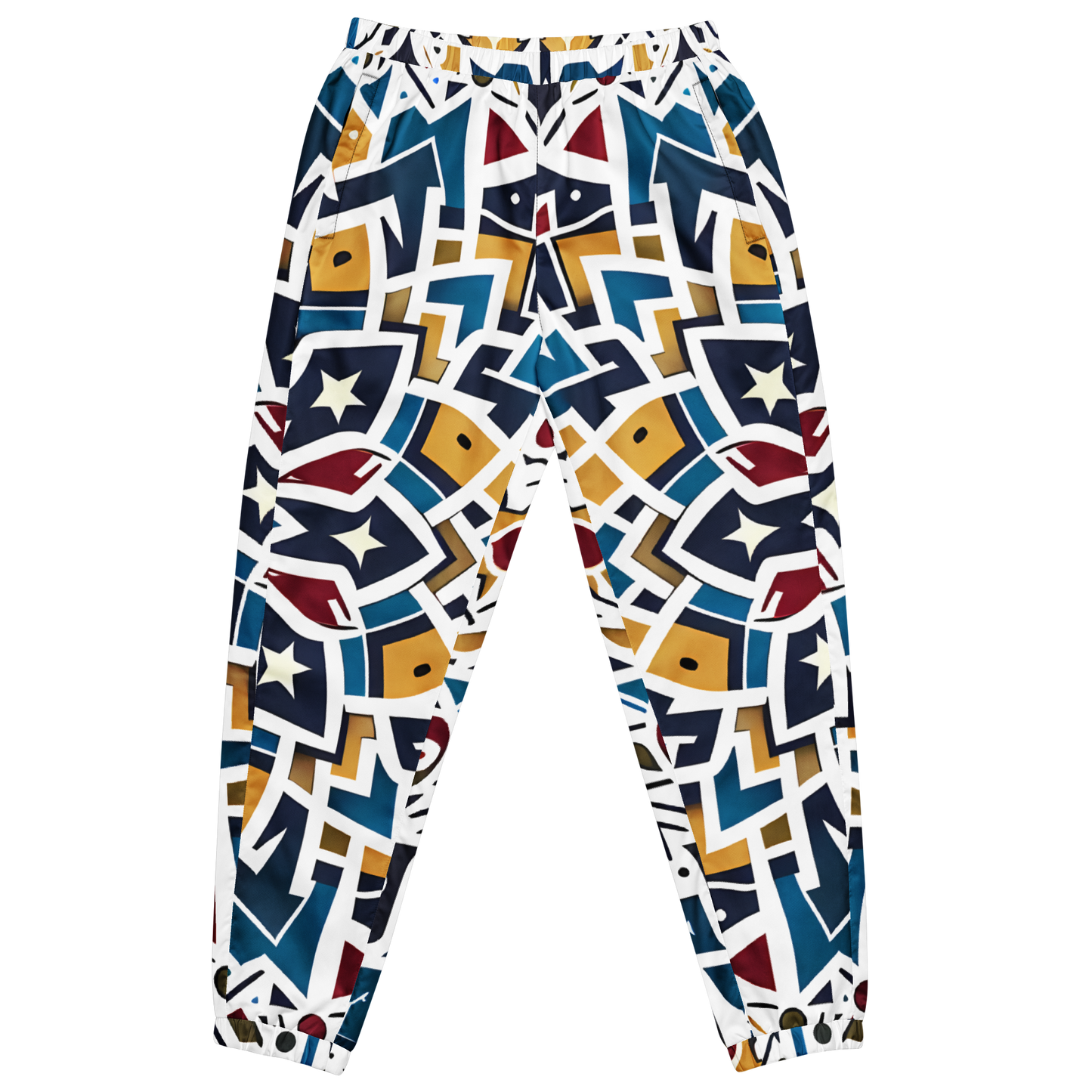 Spectra Shift Track Pants with elastic cuffs, mesh lining, zip pockets.