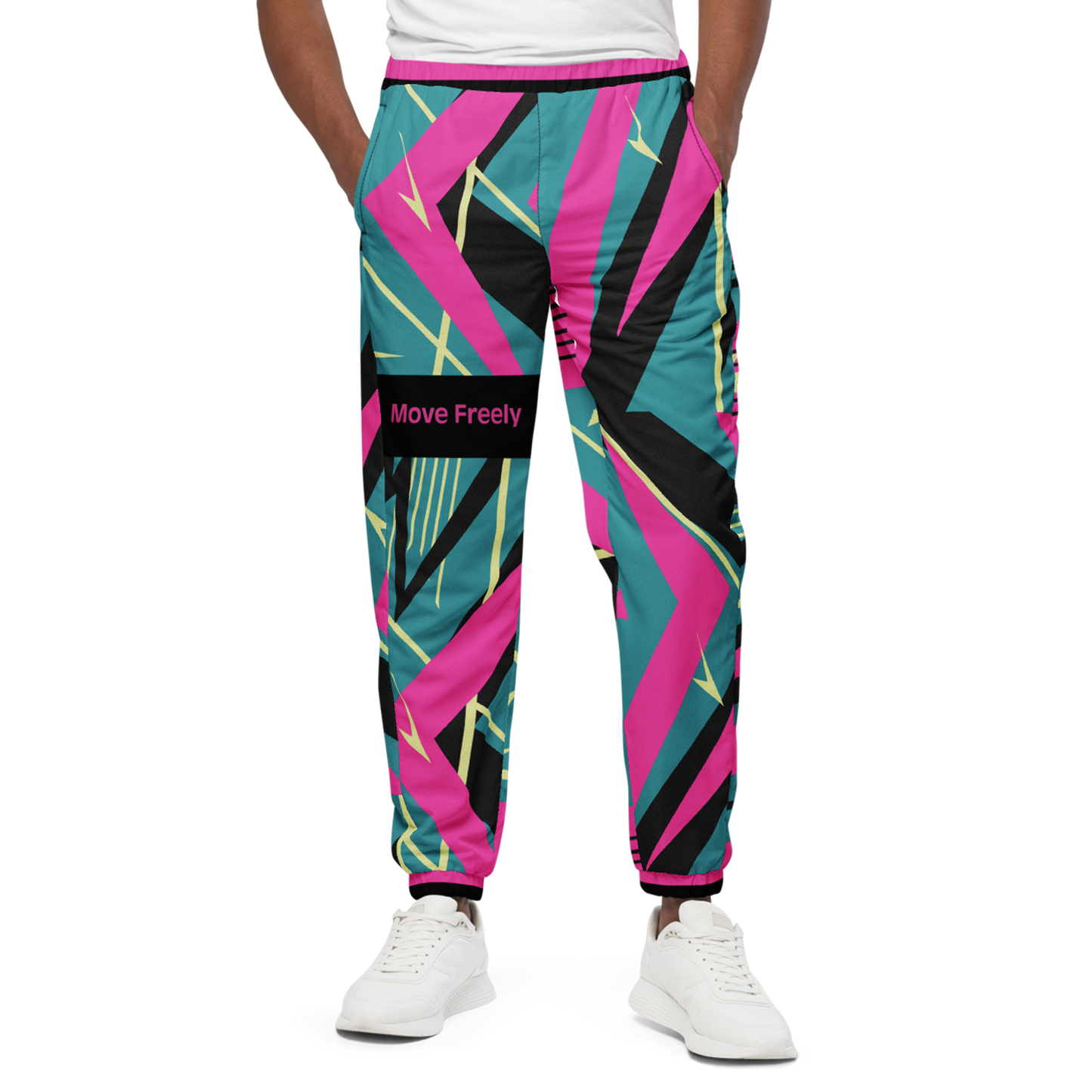 Close-up of YMotion Track Pants showcasing elastic ankle cuffs and mesh lining.