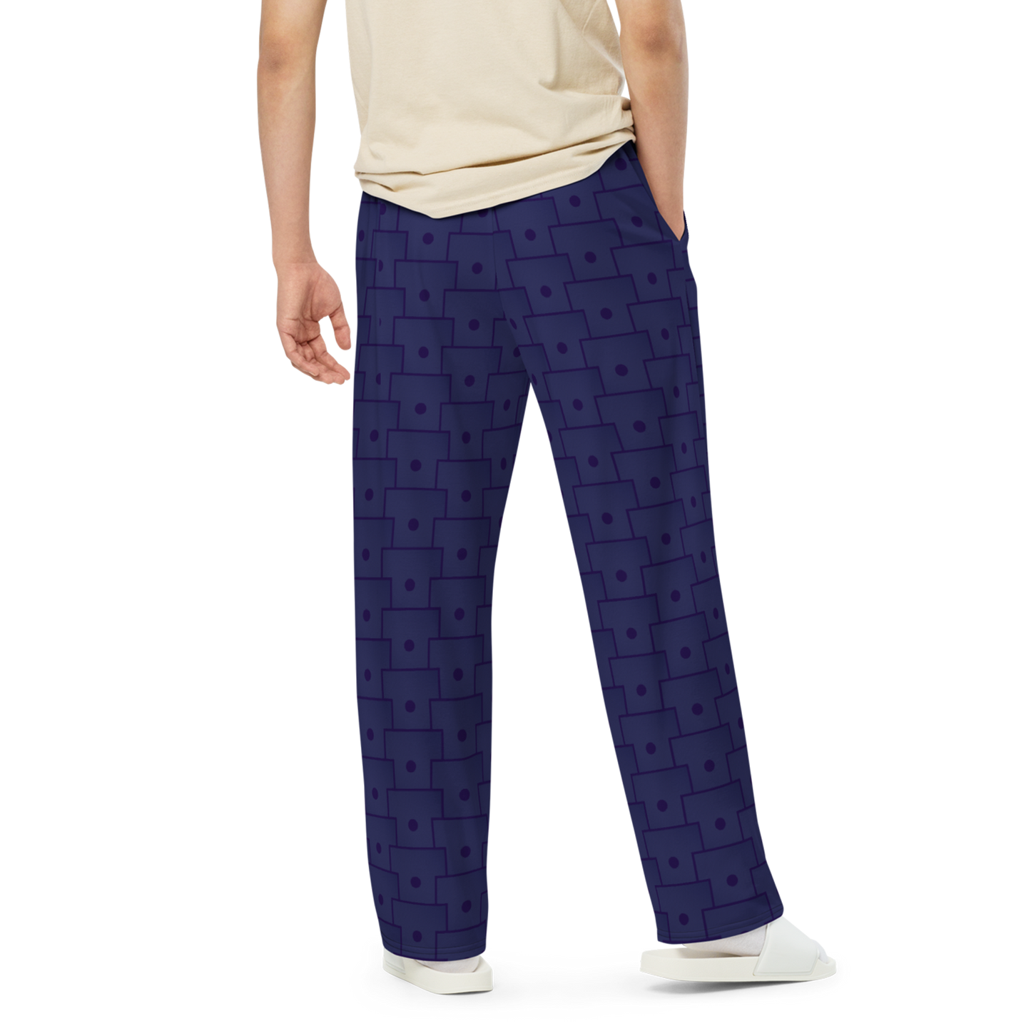 Men's Wide-Leg Pants, shown close-up with adjustable waist and relaxed fit.