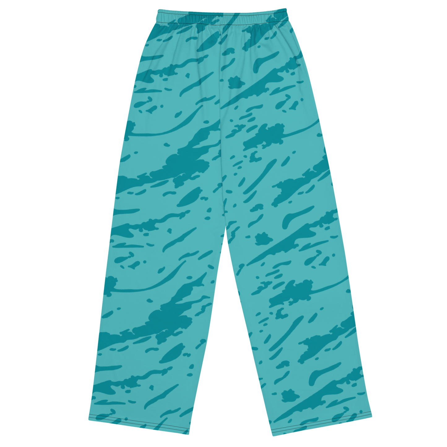 Azure Current Wides: Wide-leg pants with a patterned design, elastic waistband, and deep pockets.