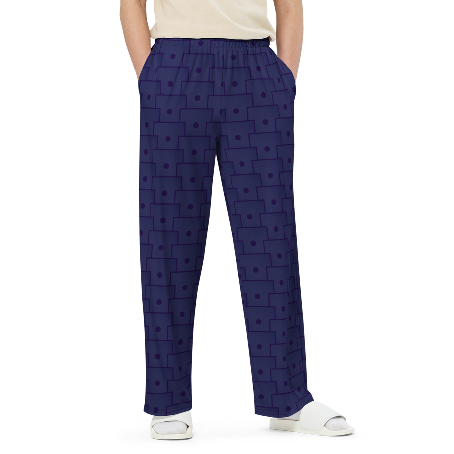 Men's Wide-Leg Pants with adjustable waist and practical side pockets.