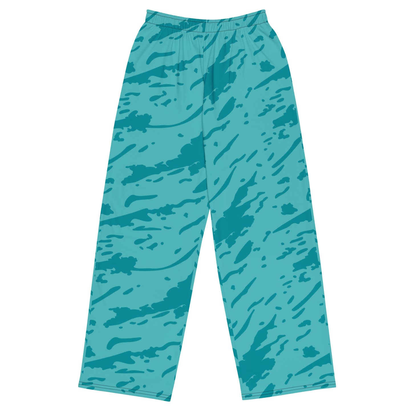 Azure Current Wides: Wide-leg pants with a pattern, elastic waistband, and deep pockets.