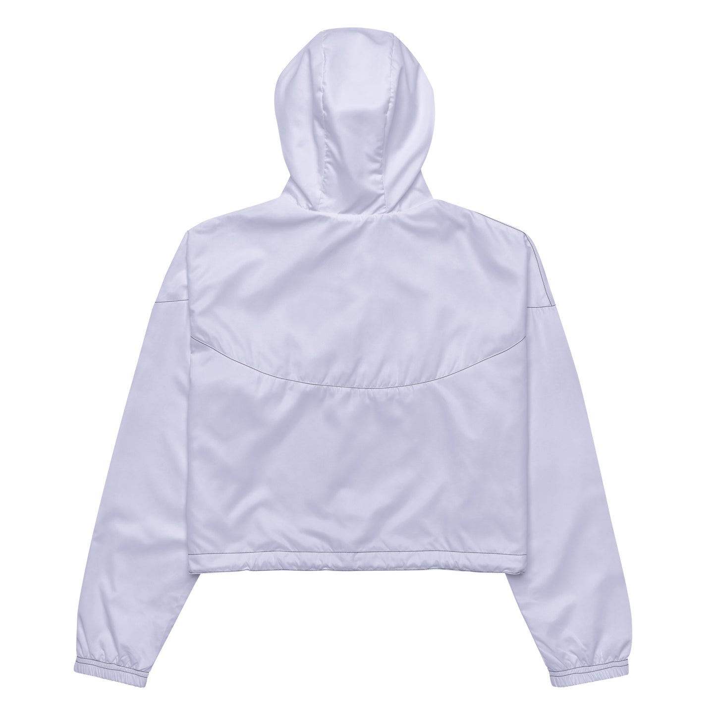 Lilac Loop Windbreaker: white hooded jacket with adjustable drawcords.