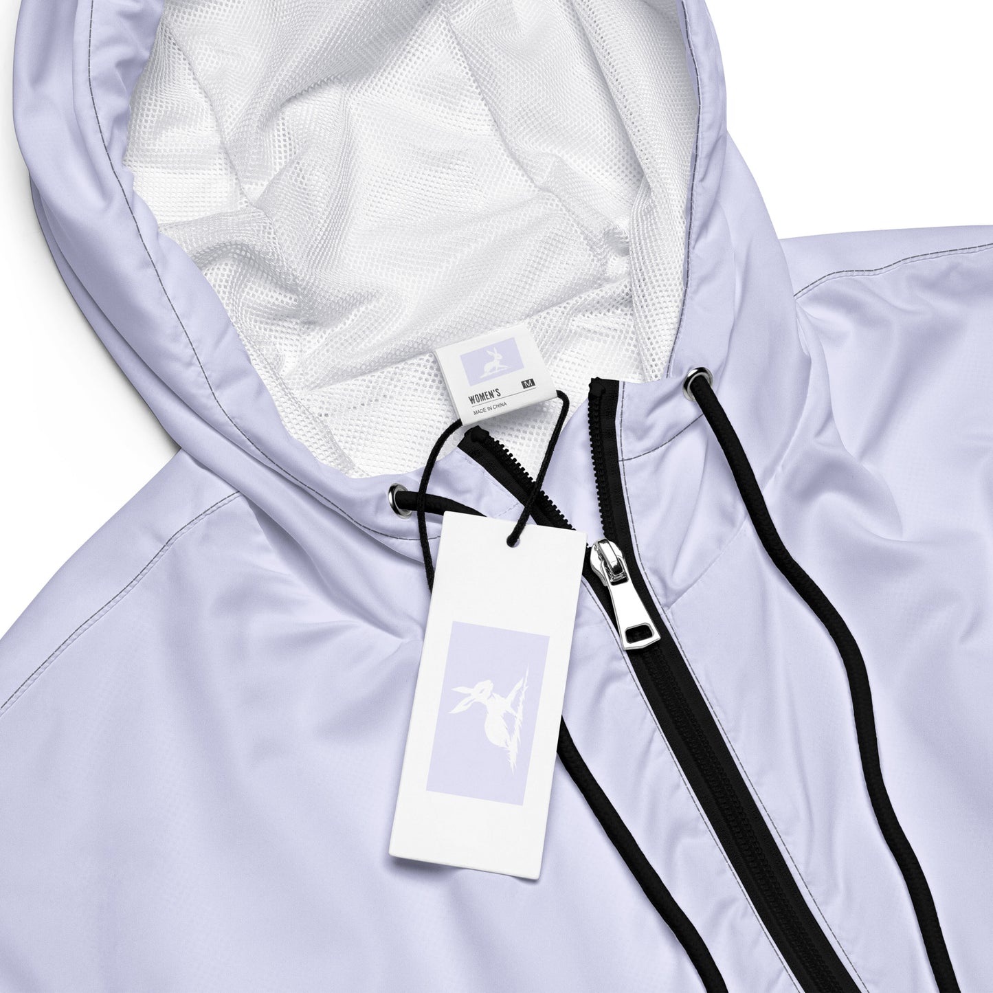 Lilac Loop Windbreaker with close-up of logo and zipper details.