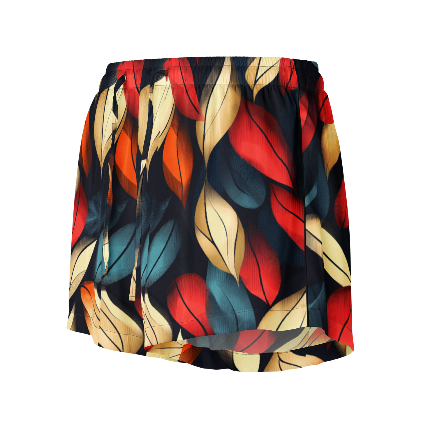 Vibrant Leaf Pajama Shorts with silky fabric and chic piping.