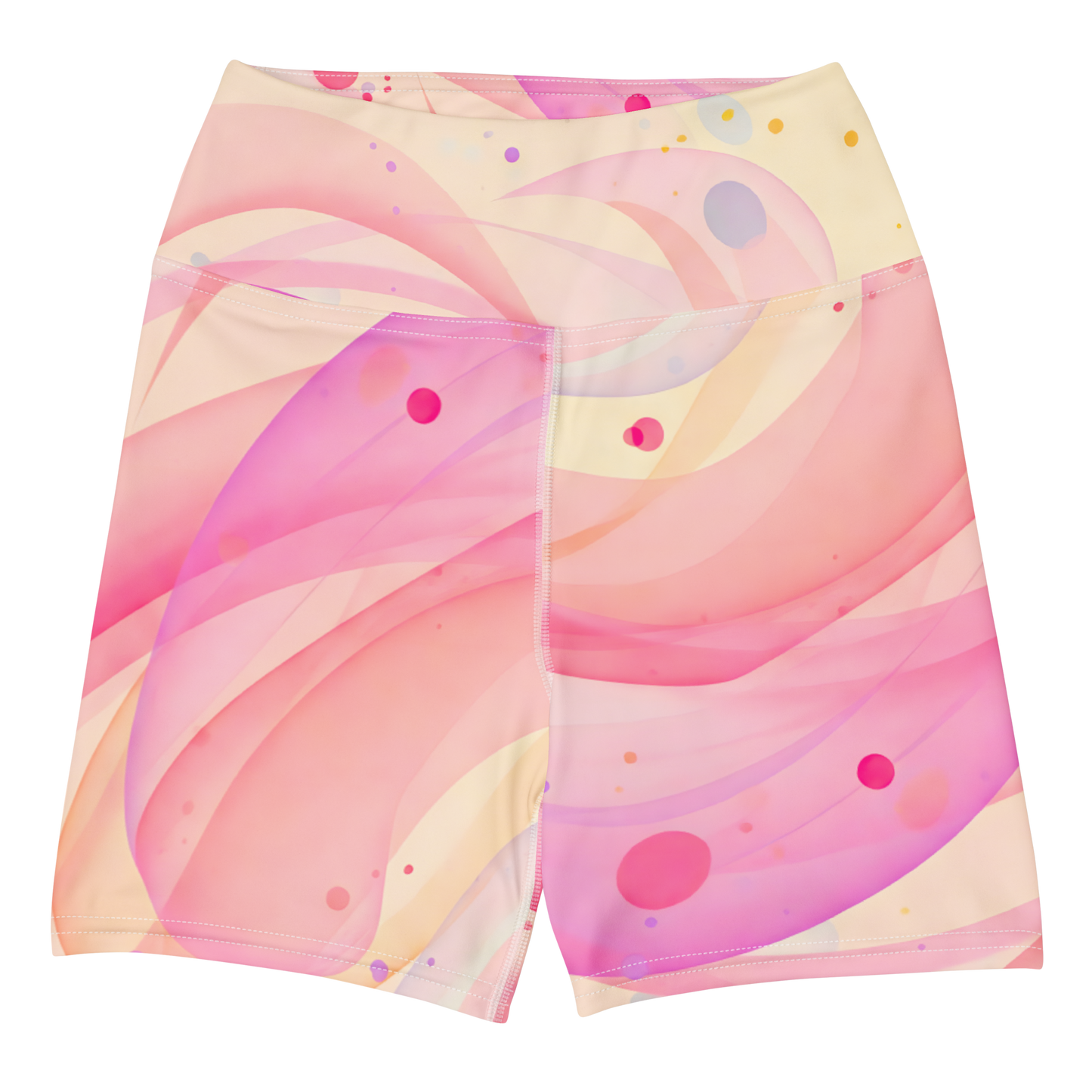 Dreamy Pastel Yoga Shorts showcasing soft, stretchy fabric and high waistband.