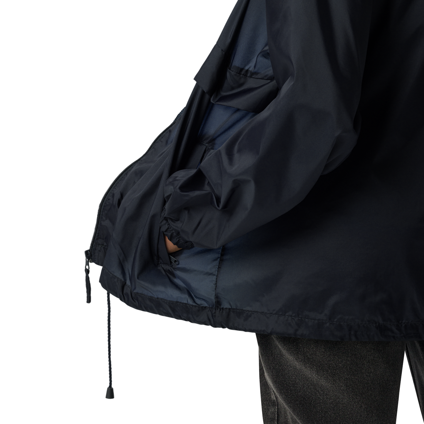 True Nature Windbreaker, lightweight with zip-up front and drawstring hood.