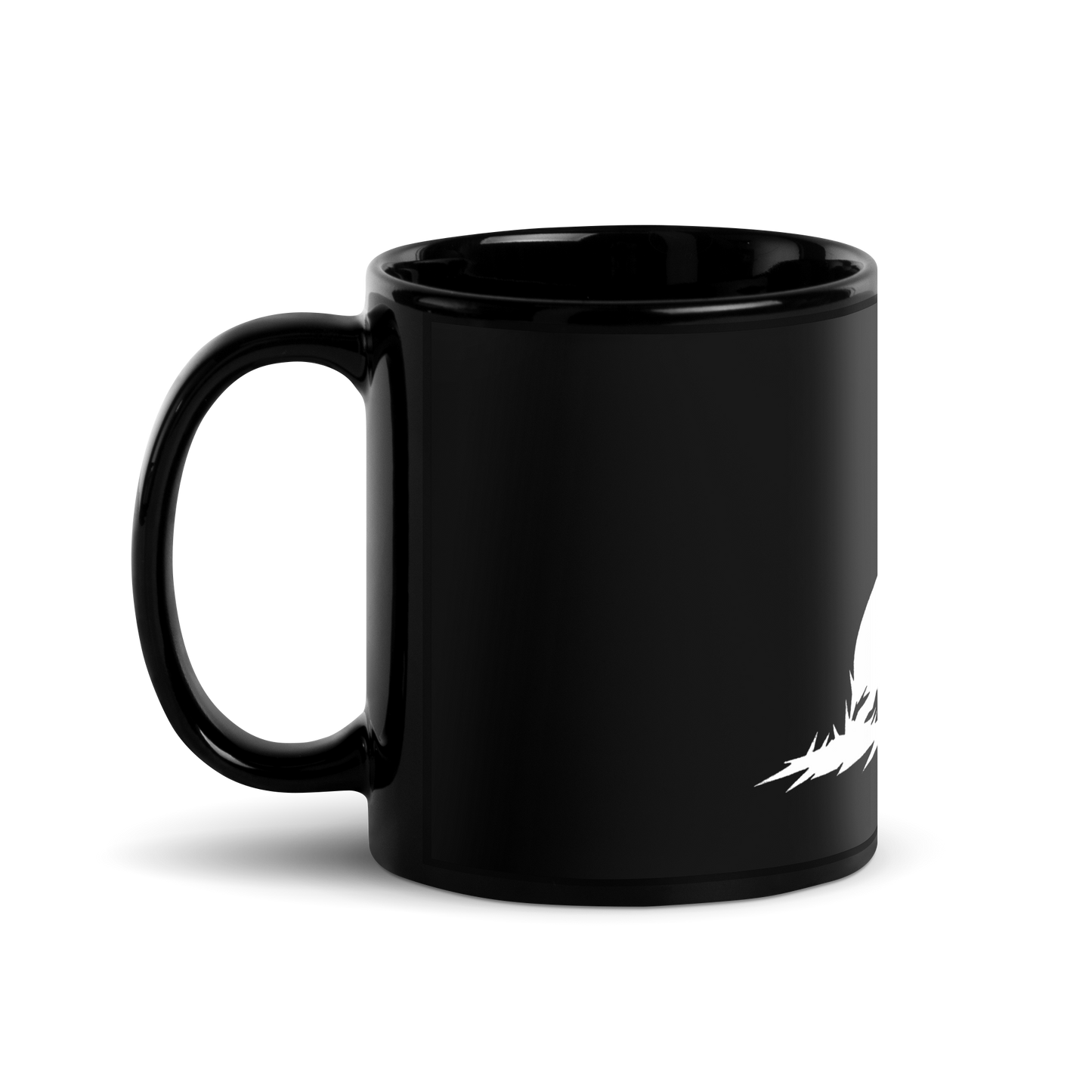 Biliping Midnight Mug with white design, glossy ceramic finish.