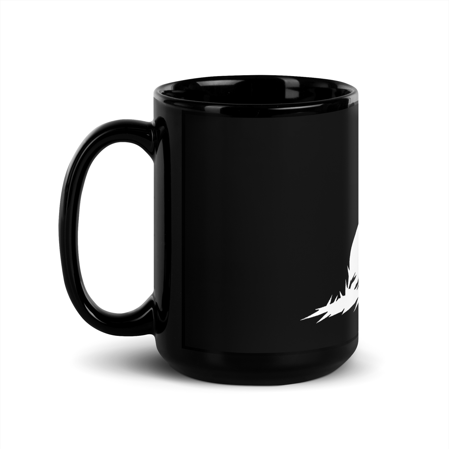 Biliping Midnight Mug: sleek black ceramic with elegant white design.