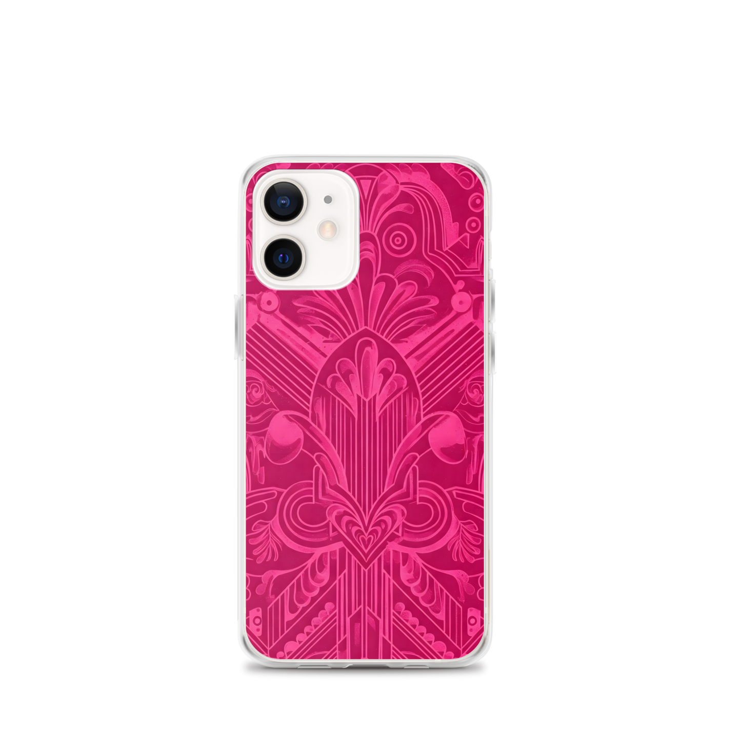 Pink Art Deco Case for iPhone® close-up with lens motif.