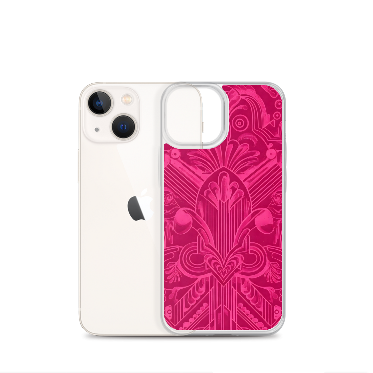 Pink Art Deco Case for iPhone®, close-up showing sleek, durable design.