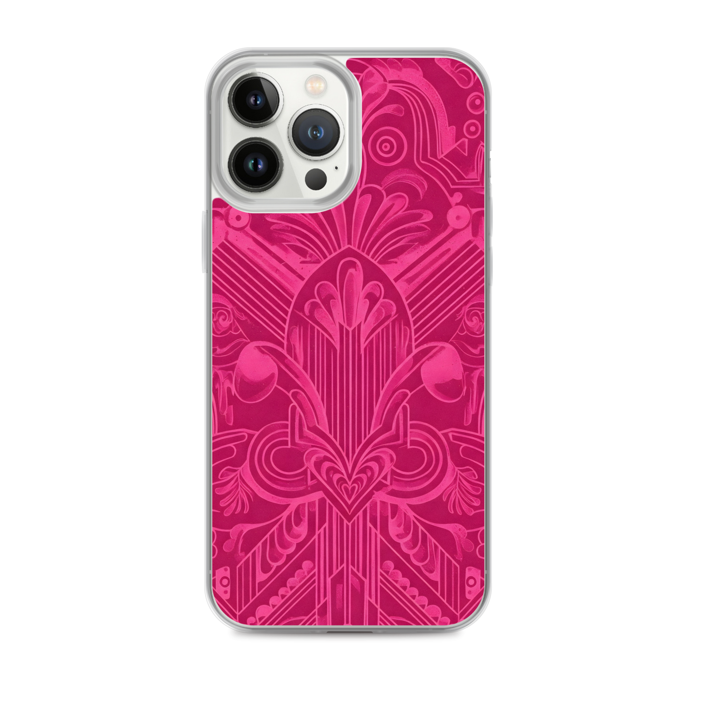 Pink Art Deco Case for iPhone®, highlighting its sleek, durable design.