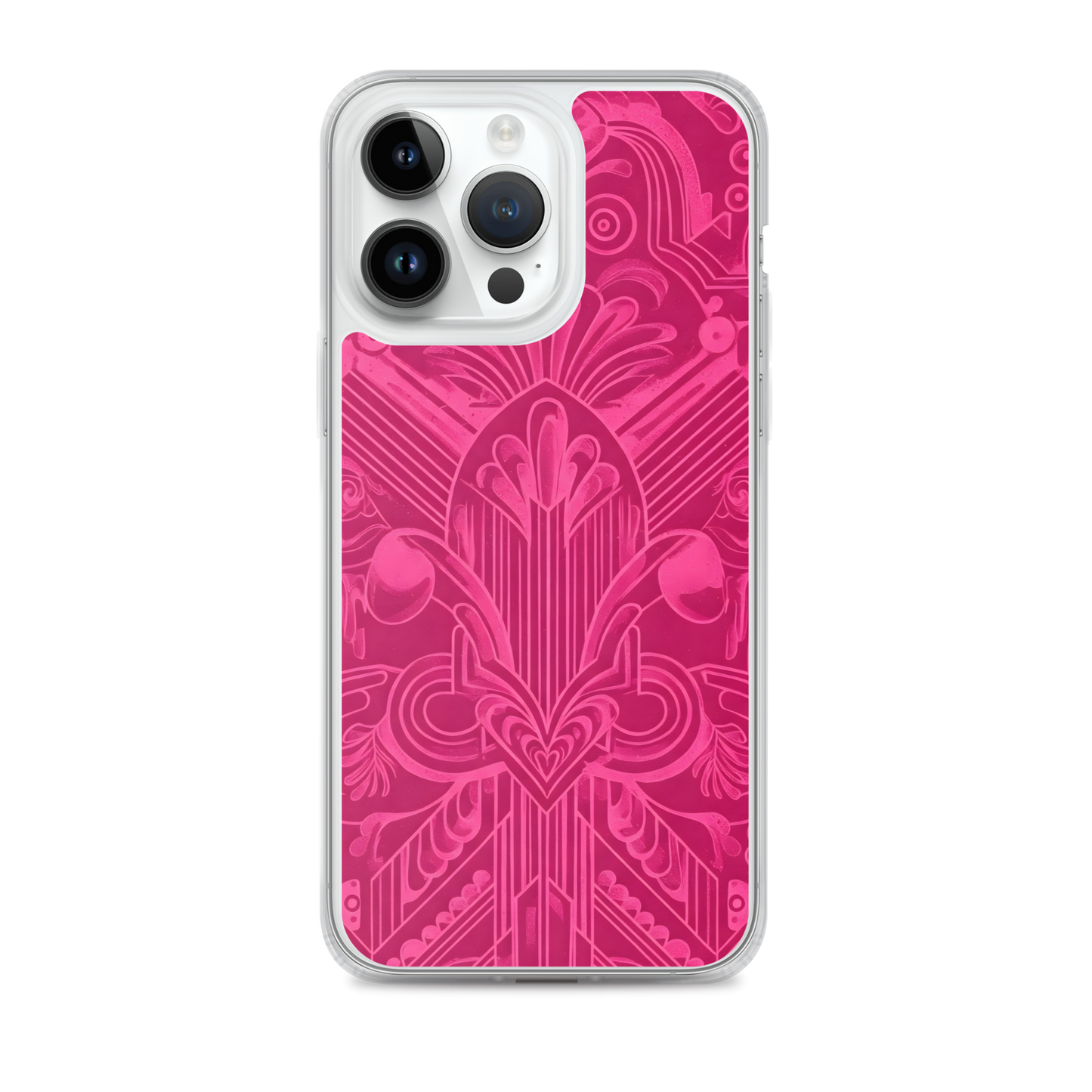 Pink Art Deco Case for iPhone® with precise port openings.