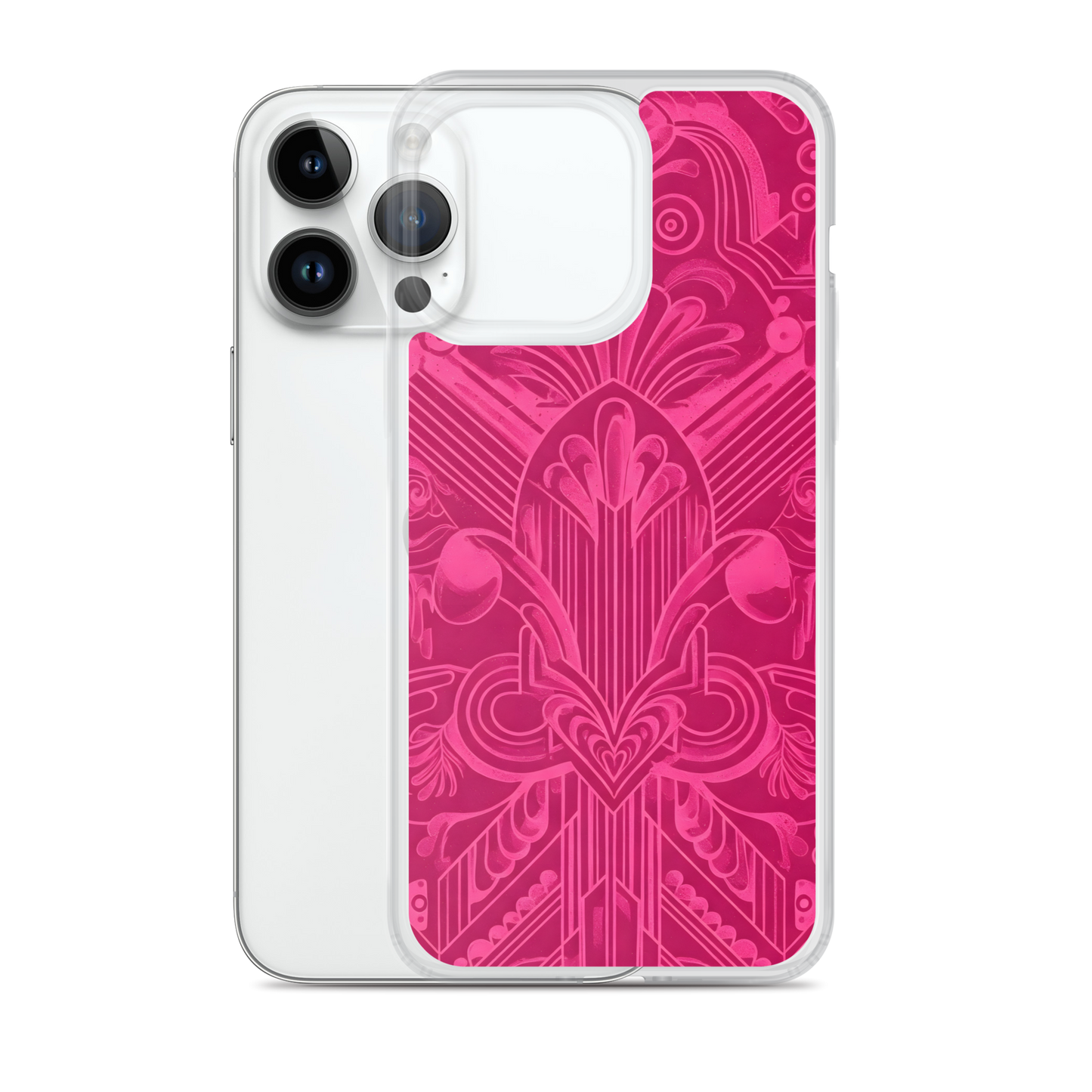 Pink Art Deco Case for iPhone®, close-up on lens area.
