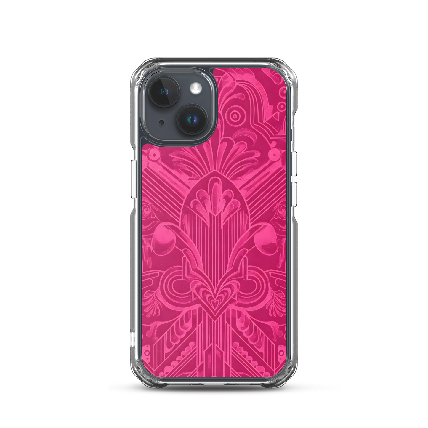 Pink Art Deco Case for iPhone® with durable, transparent sides.