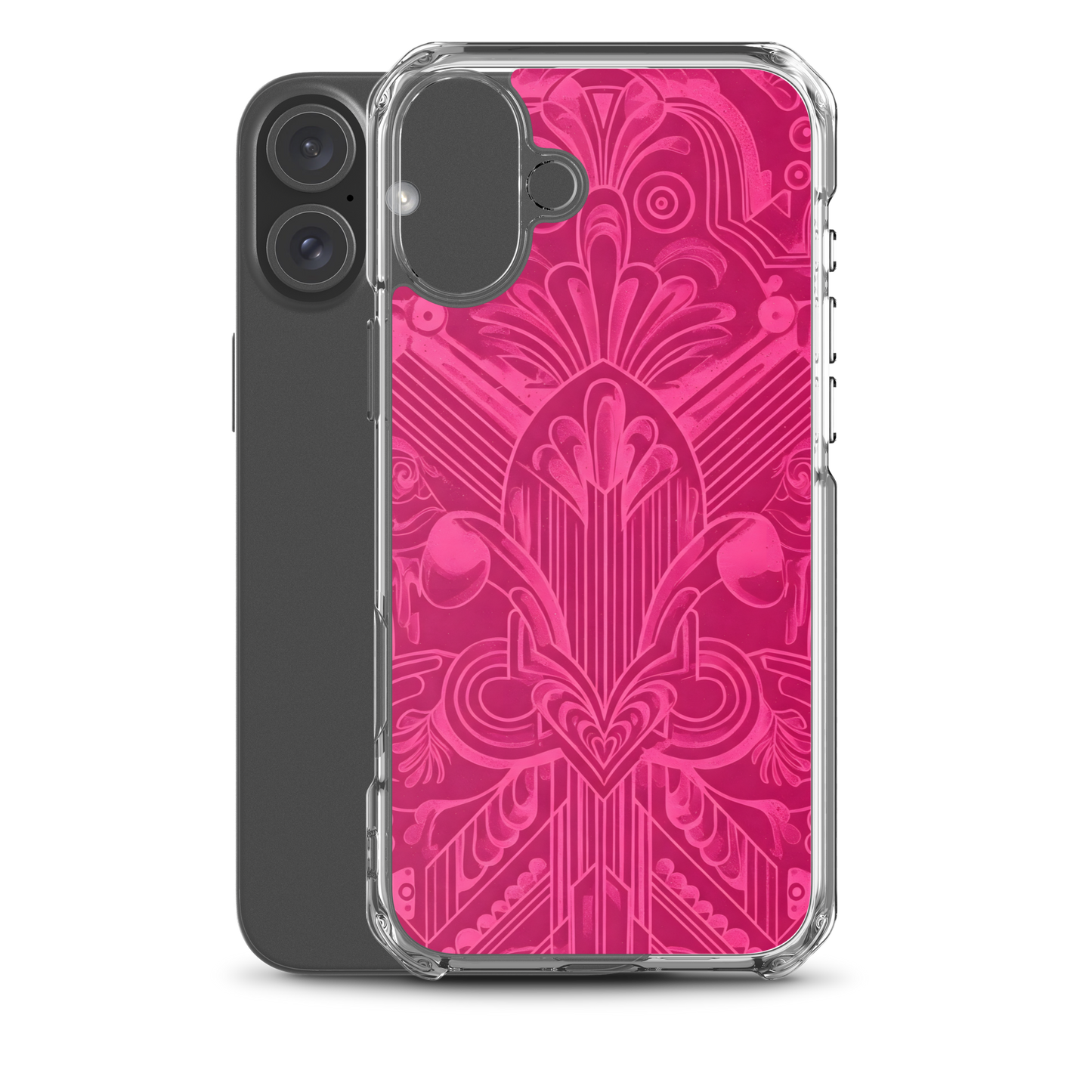 Pink Art Deco Case for iPhone® showing close-up of sleek design.