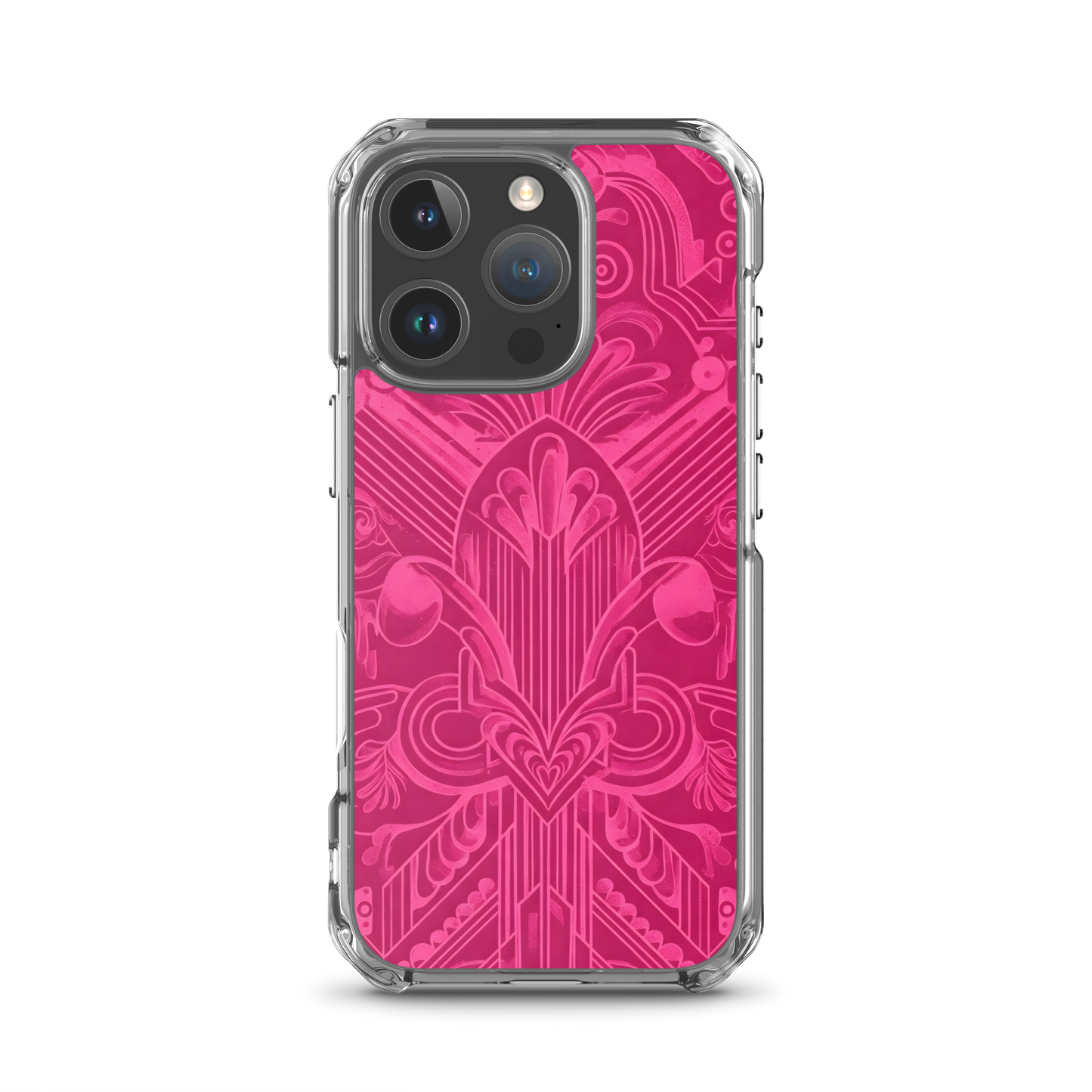 Pink Art Deco Case for iPhone® with flexible sides and precise ports.
