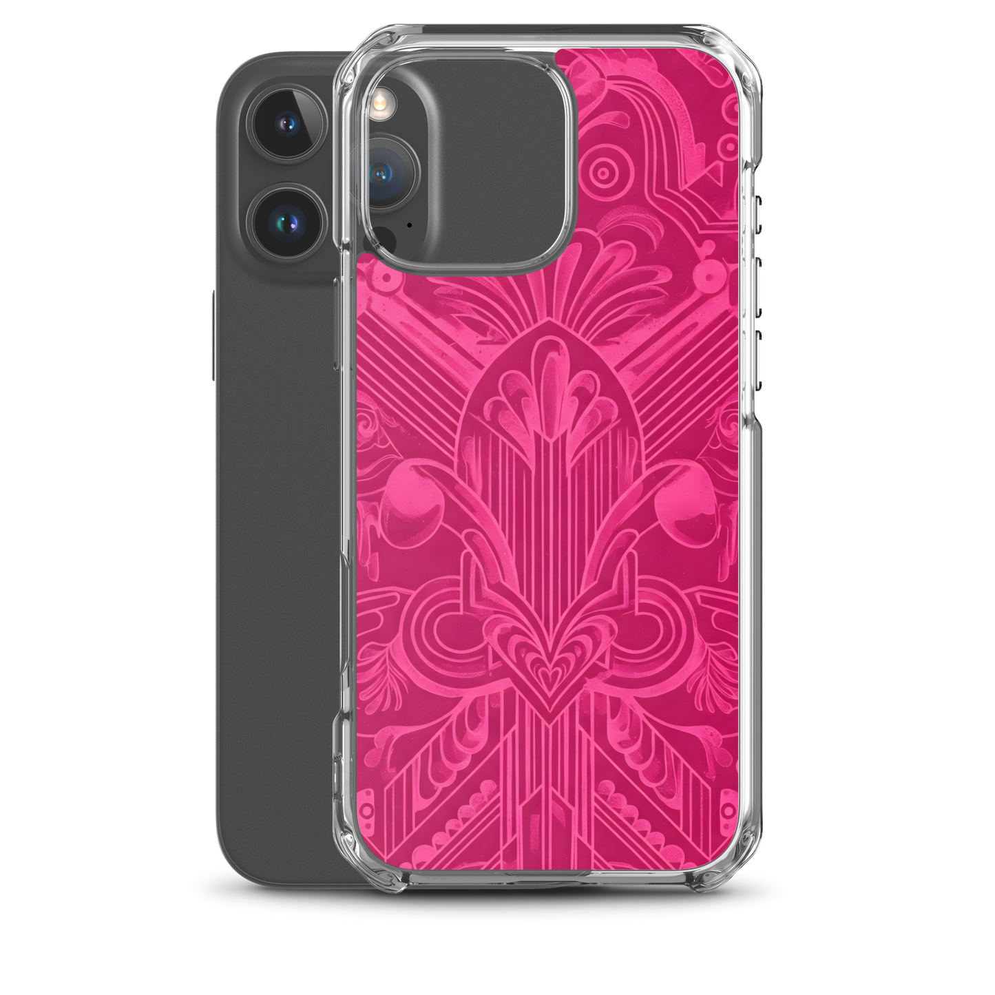 Pink Art Deco Case for iPhone® with a focus on durable design.