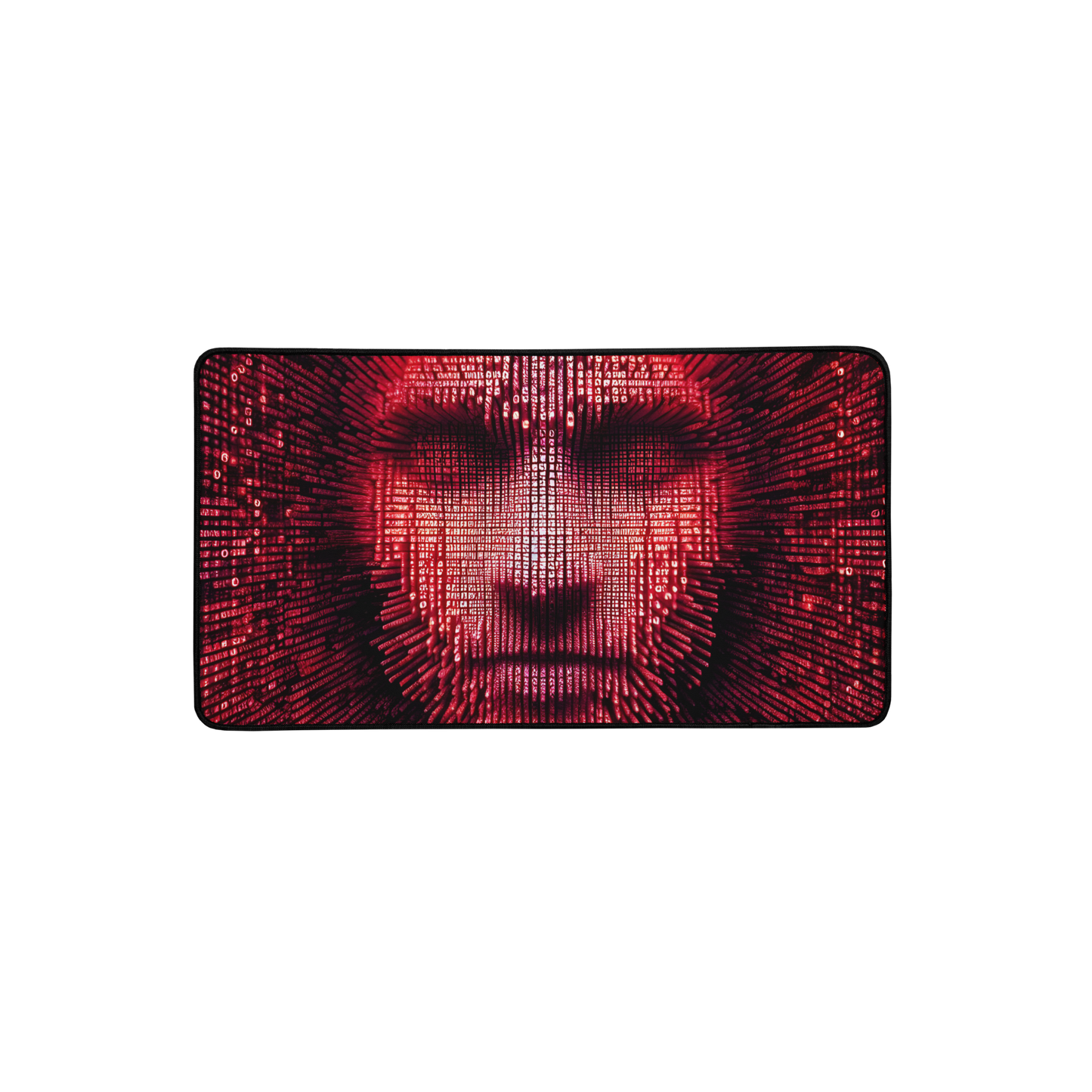 Red Cipher - Desk mat featuring a face design of small letters.