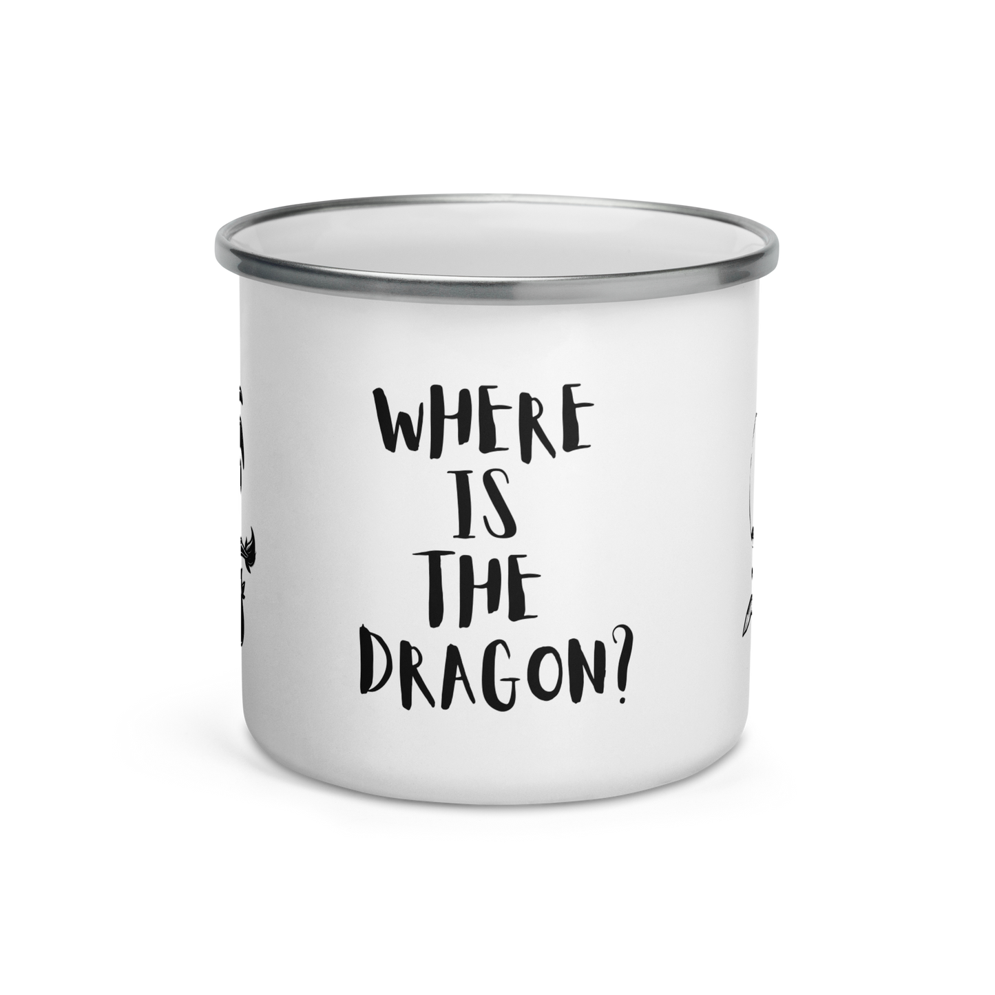 Where is the DragonMug? White enamel camper mug with black text.