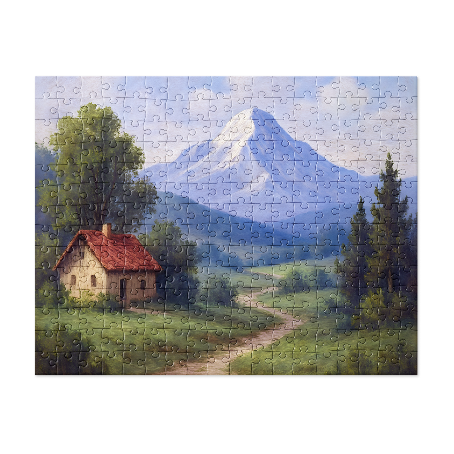 Jigsaw puzzle 1 (252 pcs) featuring a house and tree scene.