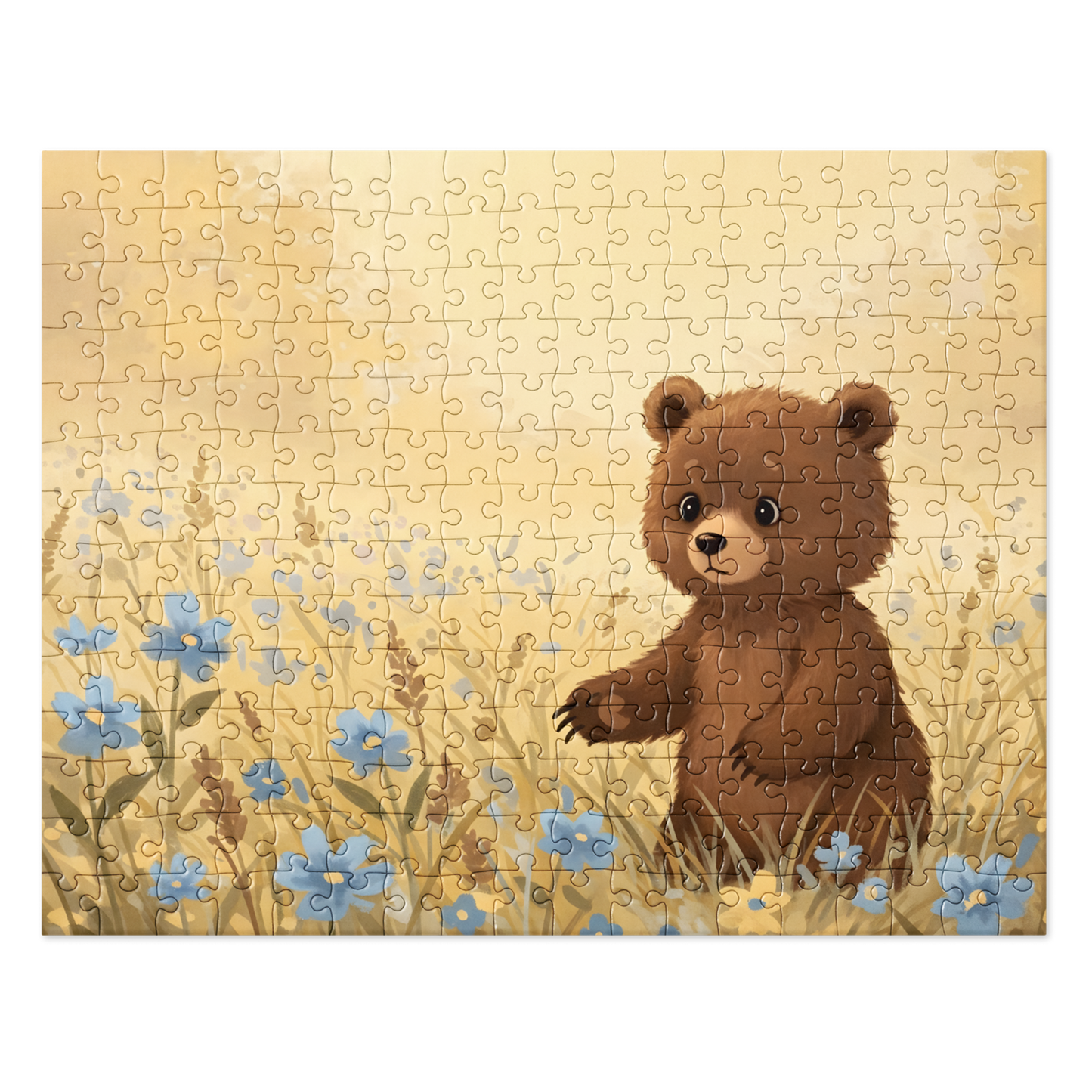 Jigsaw puzzle 4 (252 pcs) featuring a teddy bear in a flower field.