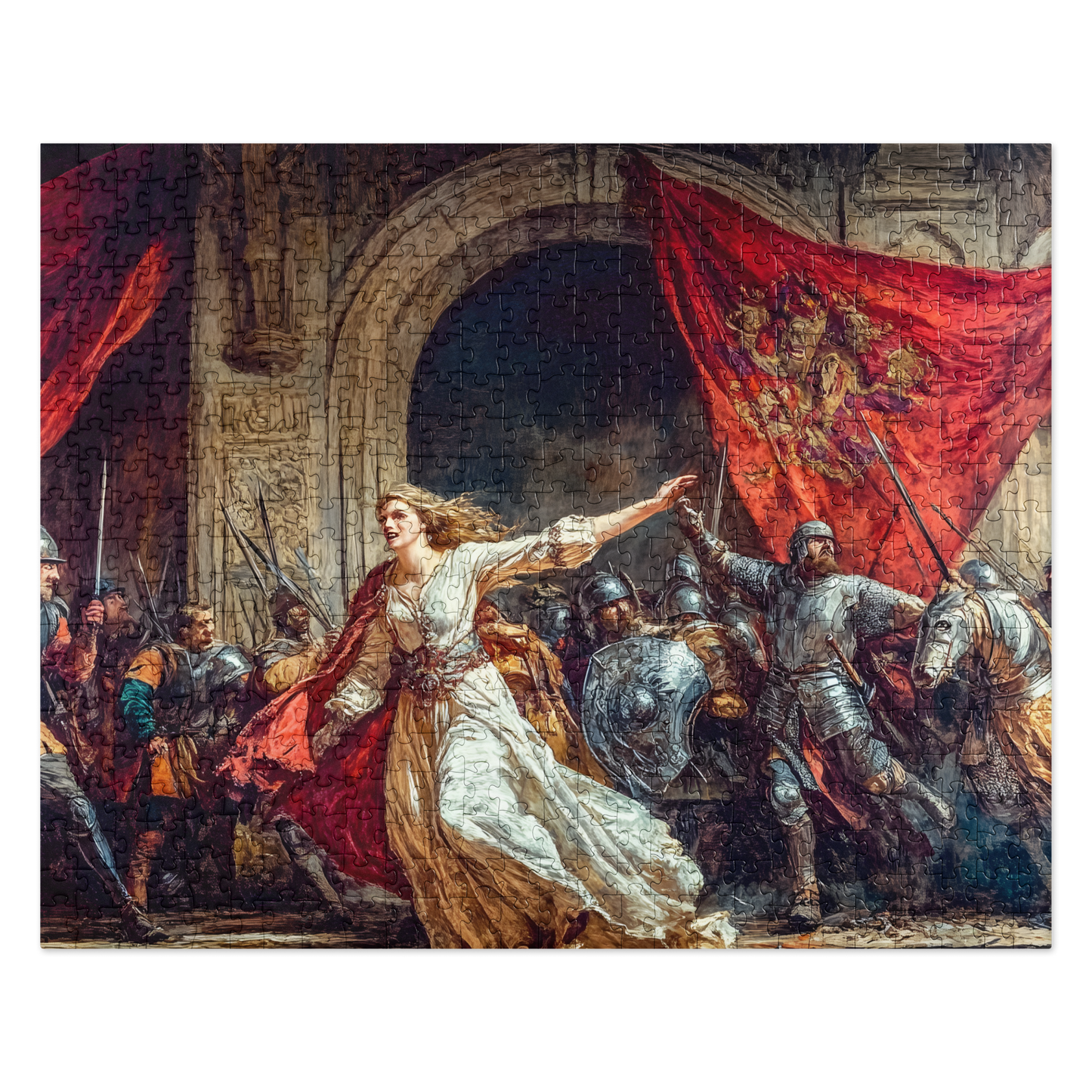Jigsaw puzzle (520 pcs) depicting a woman holding a red flag.