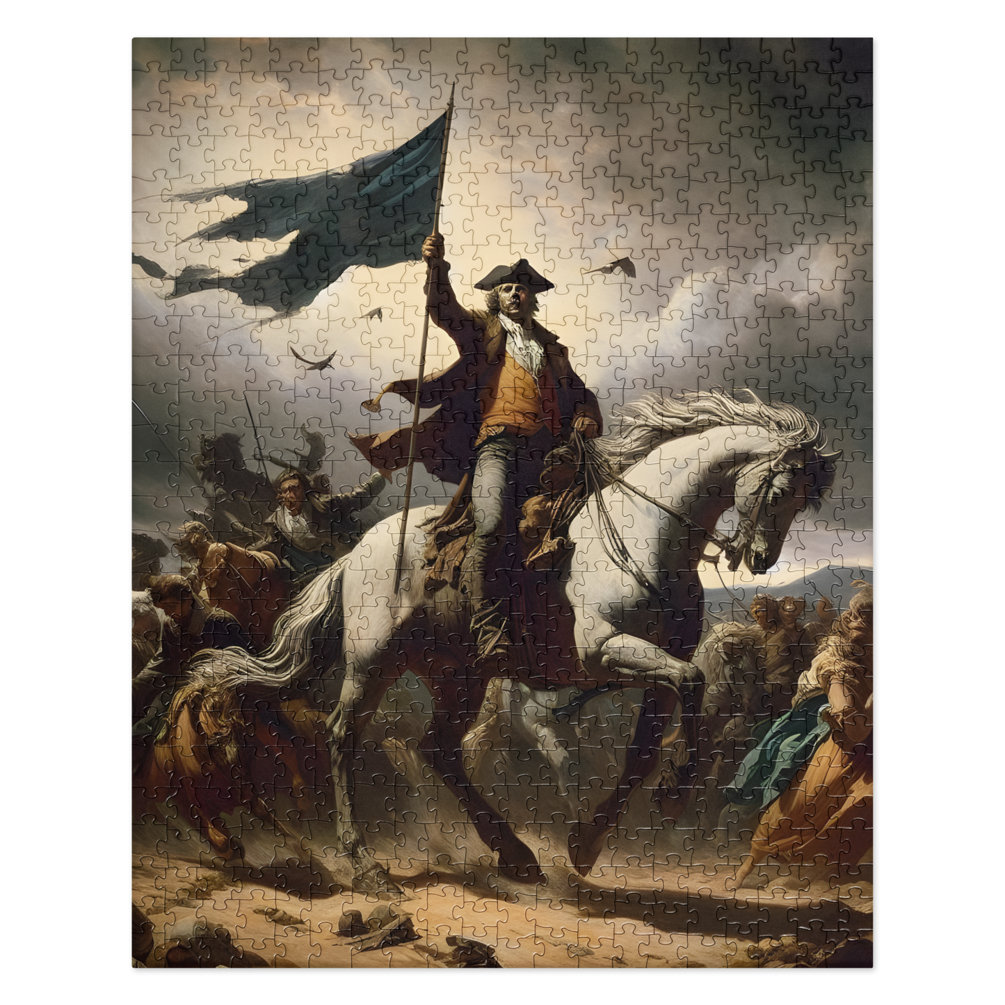 Jigsaw puzzle 2 (520 pcs) featuring a man on a horse with flag.