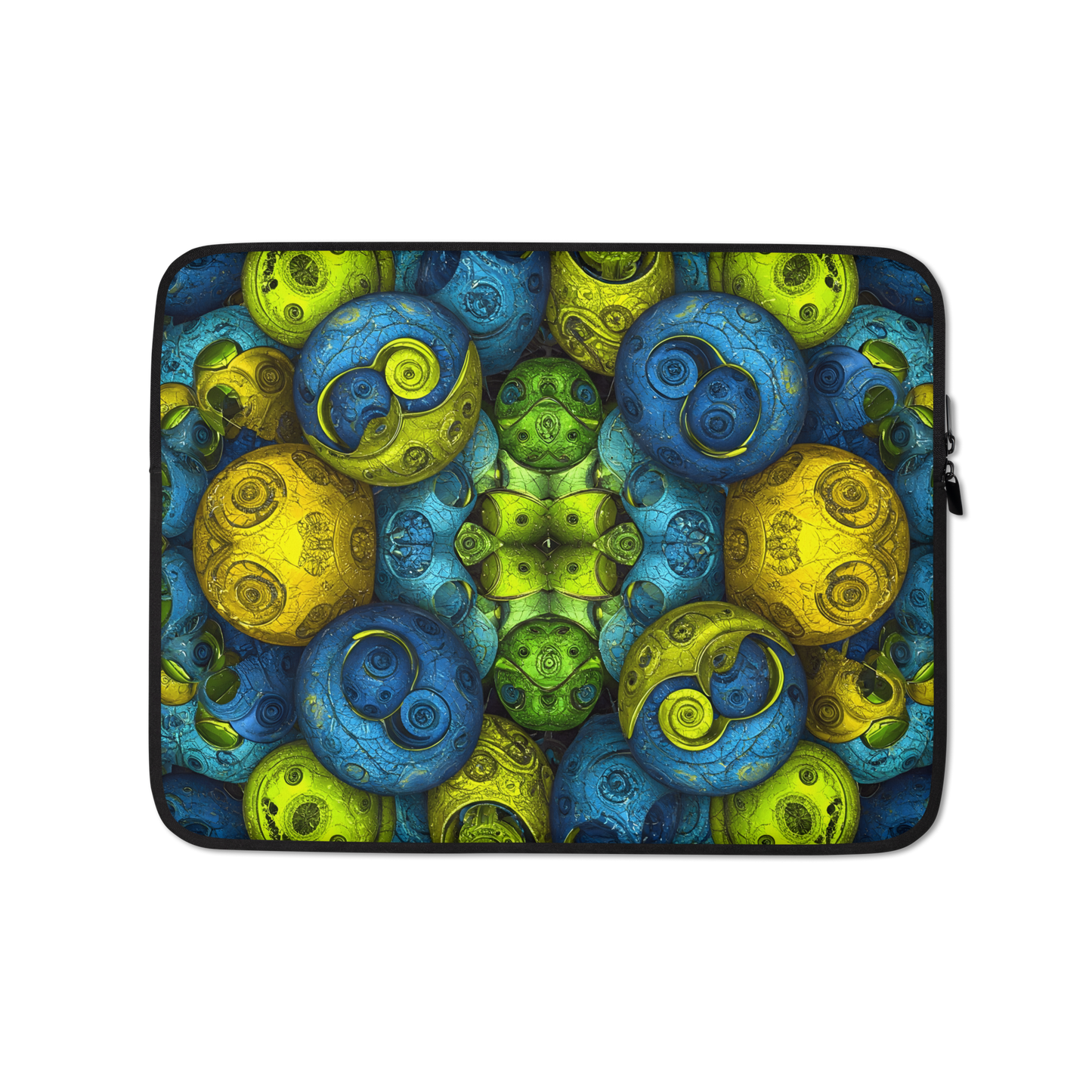 Abstract Design - Laptop Sleeve with fractal art, padded zipper, faux fur lining.