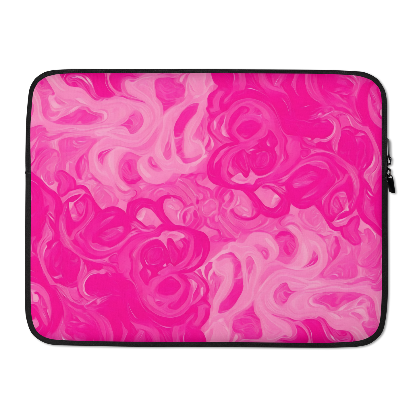 Abstract Pink - Laptop Sleeve with pink and white swirls, padded zipper.
