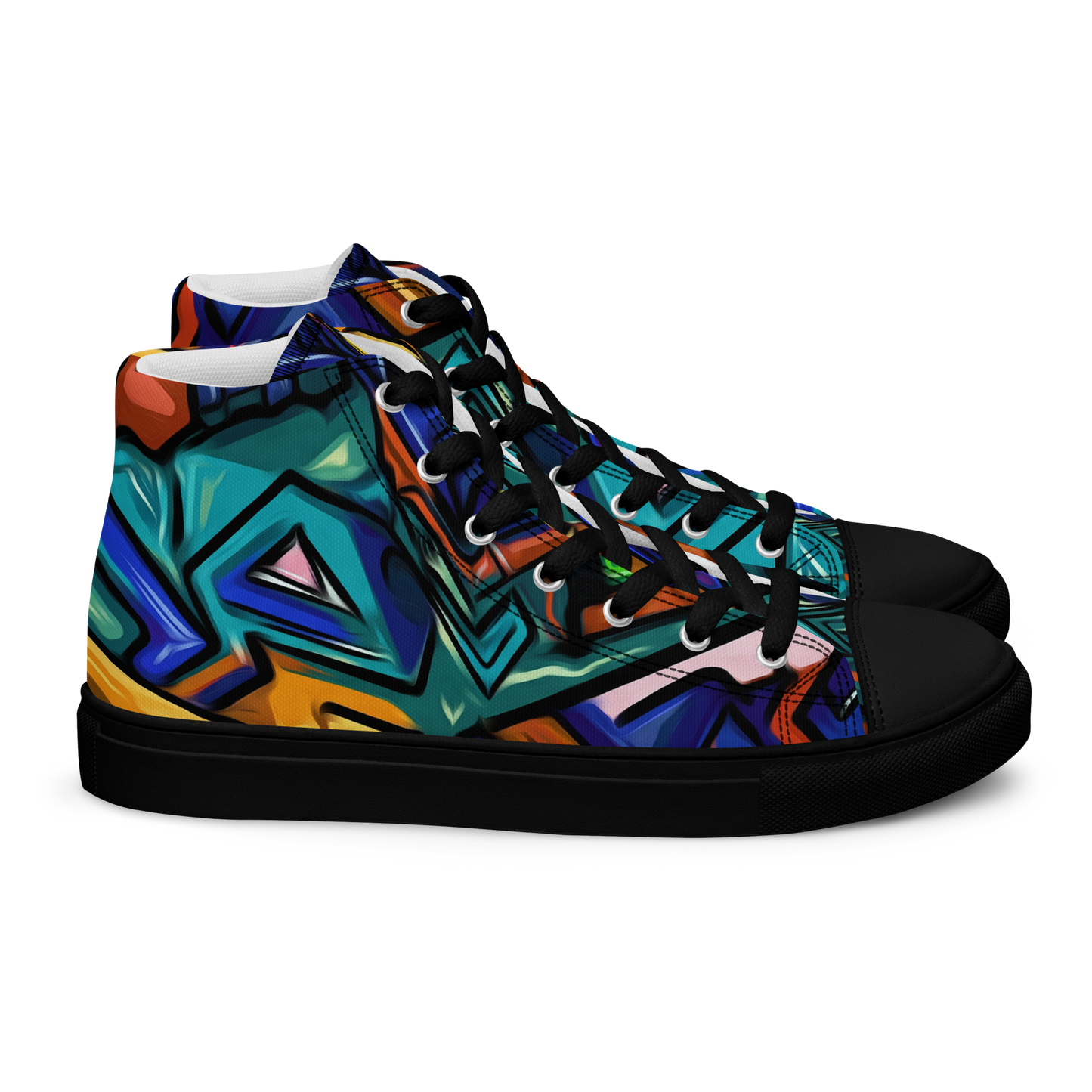 Grafiti High-Tops: Close-up of sleek, colorful canvas sneakers.