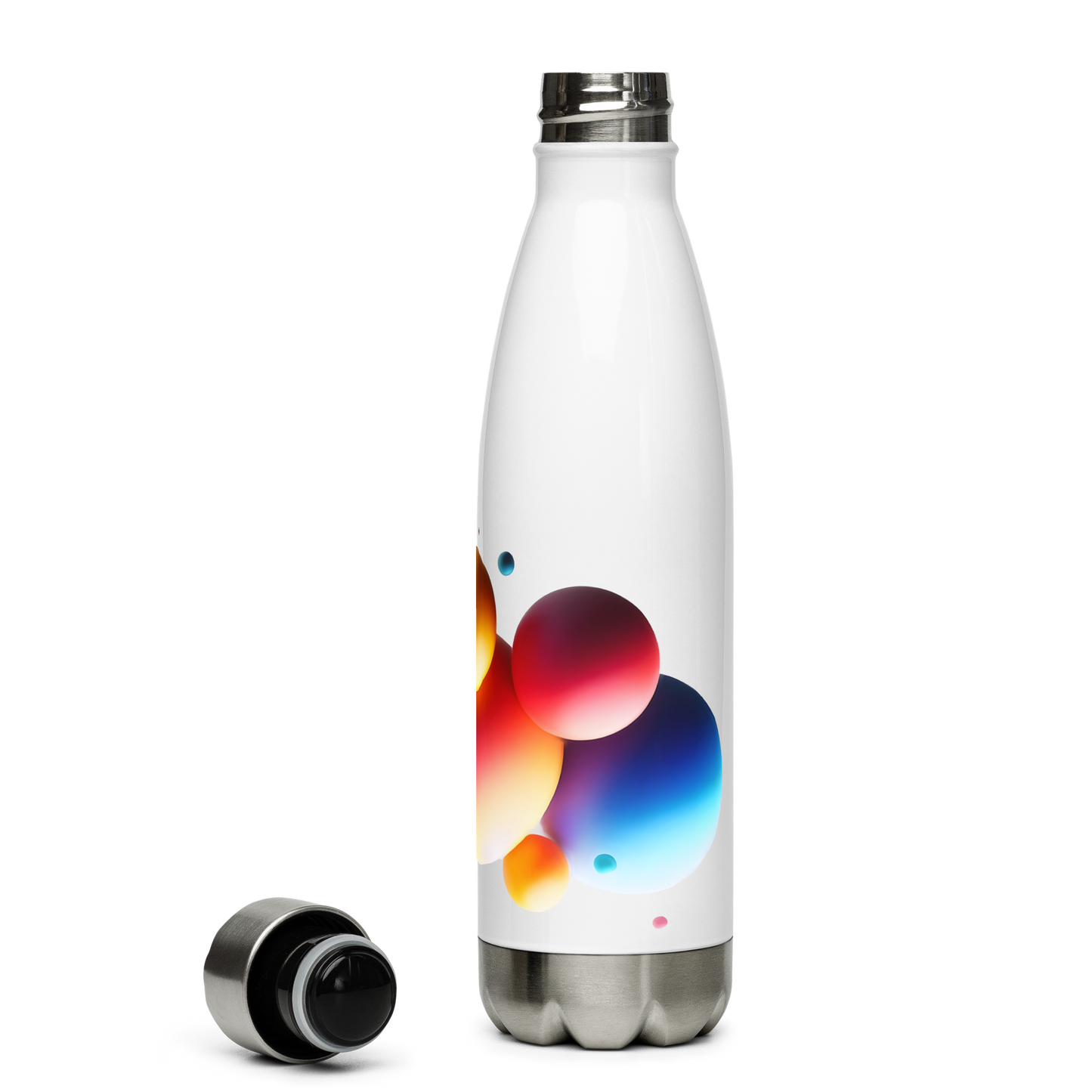 PureFlow Bottle: 17-ounce stylish stainless steel, sleek shape, secure cap.