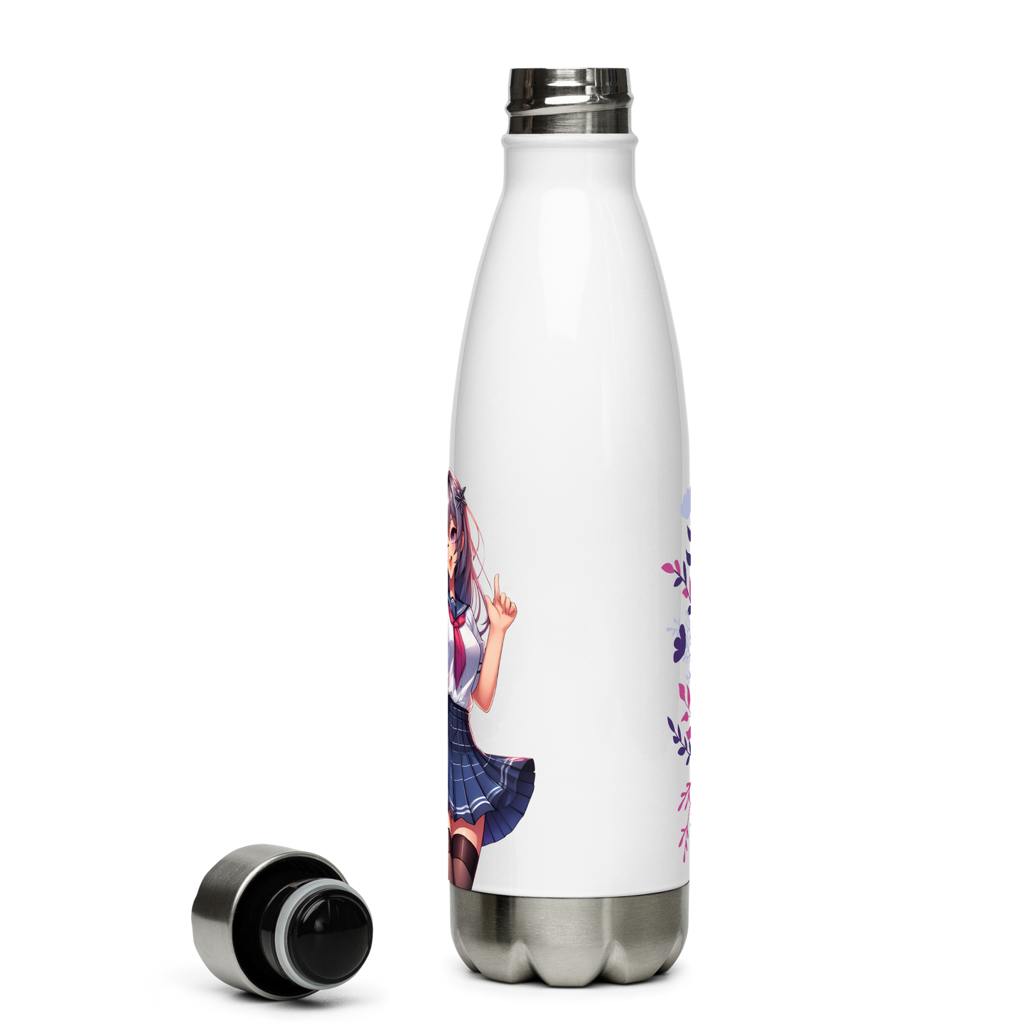 Sing-a-long Sipper: Sleek stainless steel water bottle with leak-proof cap.