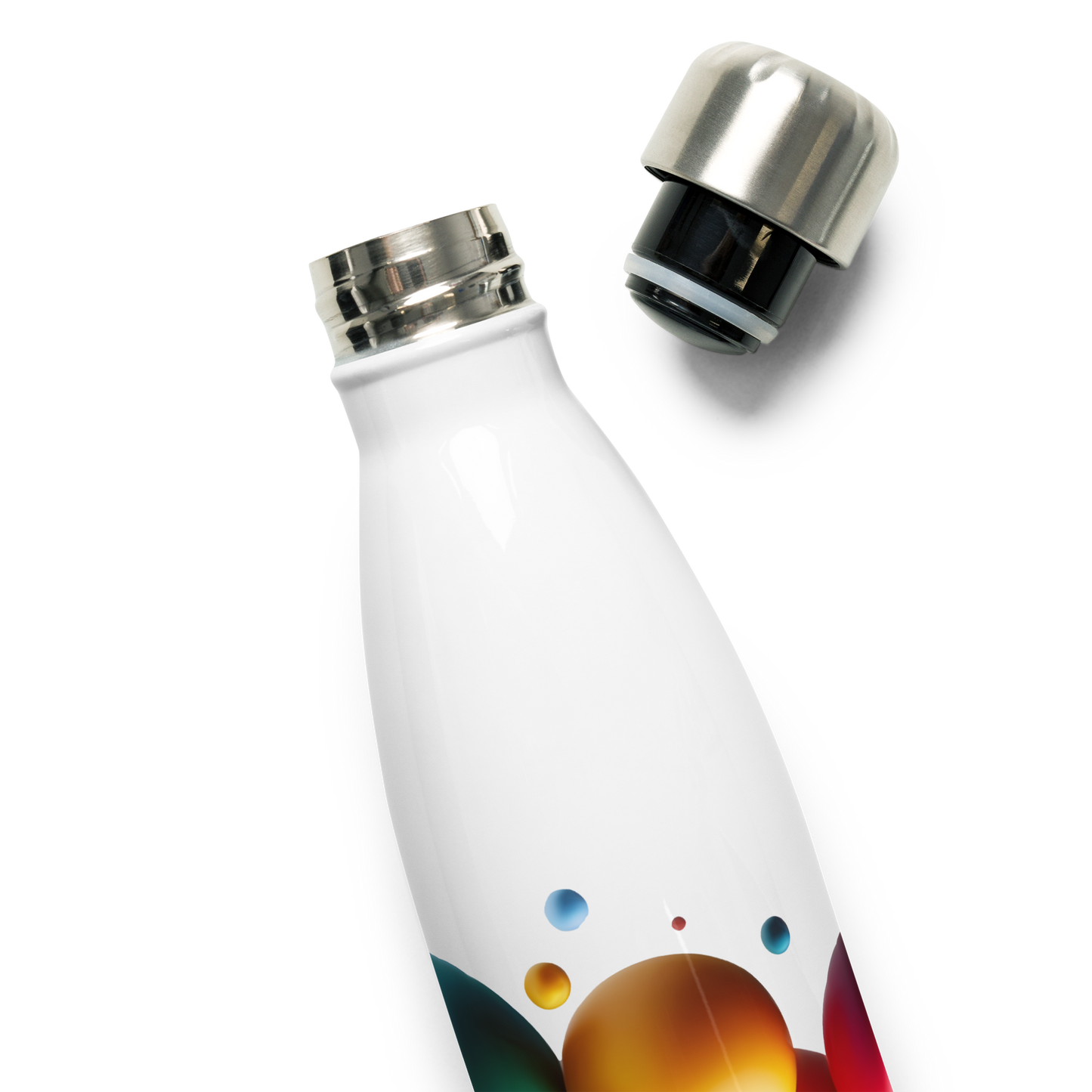 PureFlow Bottle: 17 oz stainless steel, glossy finish, leak-proof cap.