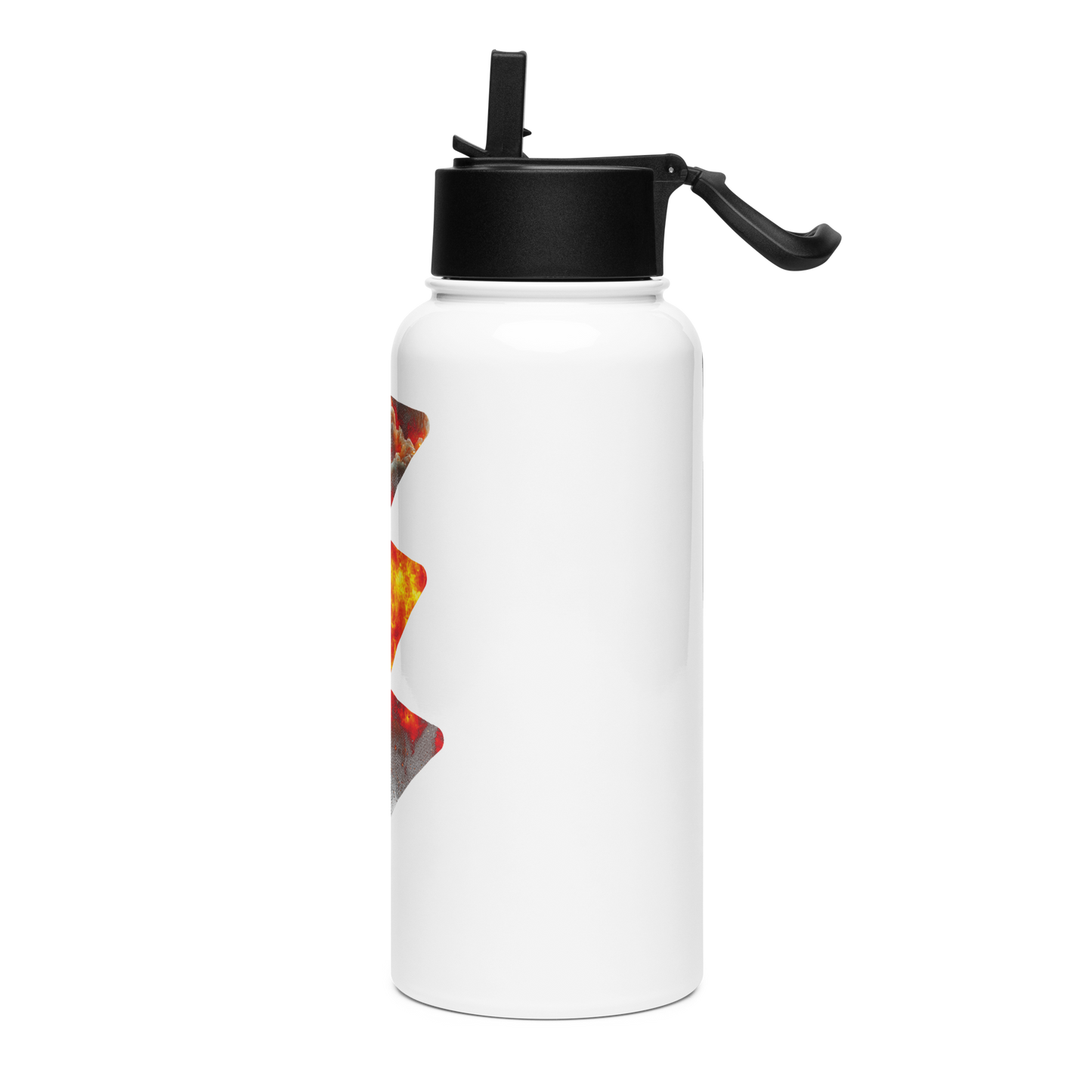 Shockwave Straw Bottle, 32 oz, with black lid and foldable straw.