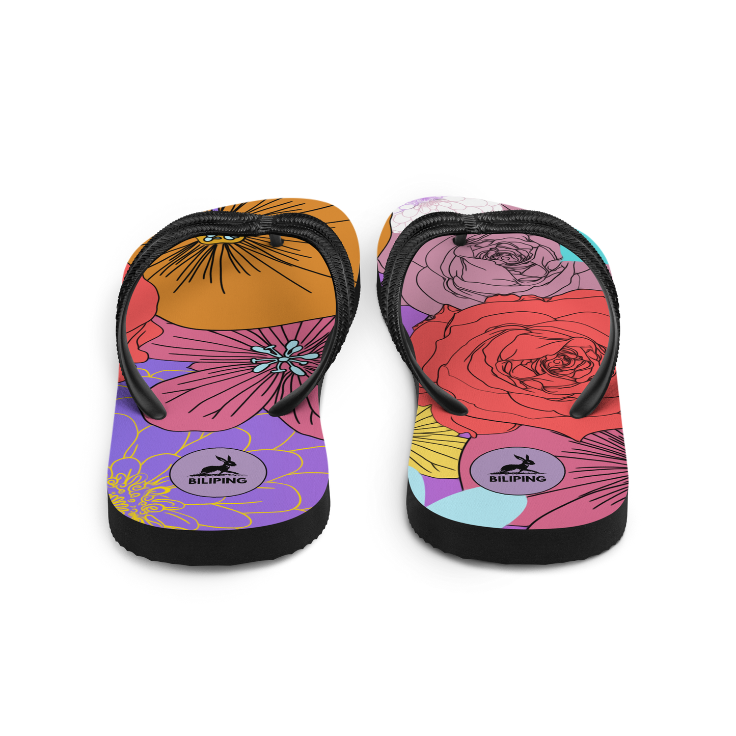 Bloom Stride flip-flops with floral design, cushioned sole, and soft lining.