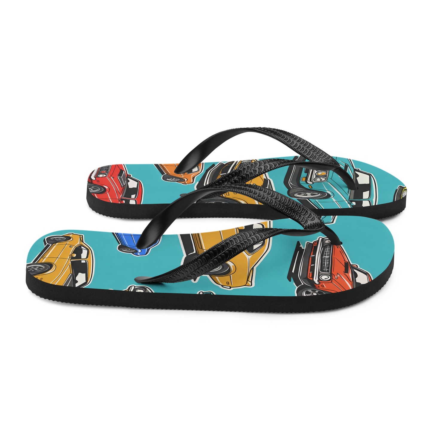 Flip-Flops 2 featuring car design and cushioned rubber sole.