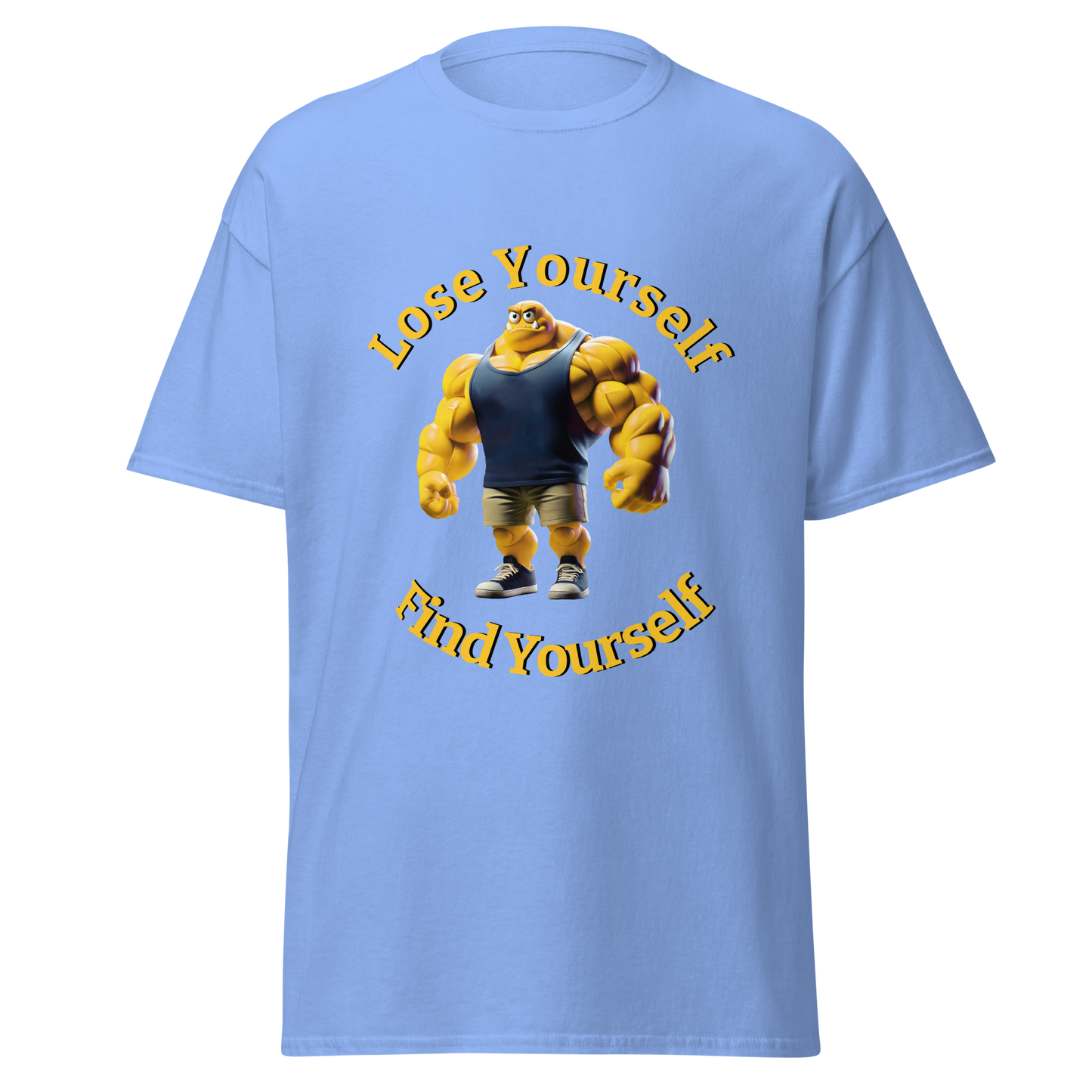 Lose Yourself, Find Yourself t-shirt featuring a cartoon character design.
