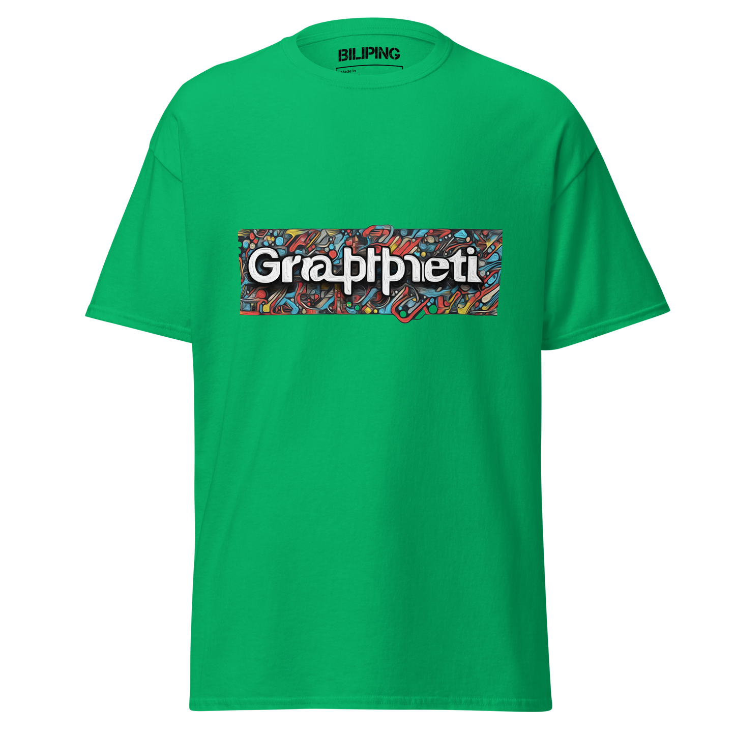 Teegraffiti green t-shirt with white logo, comfy everyday wear.
